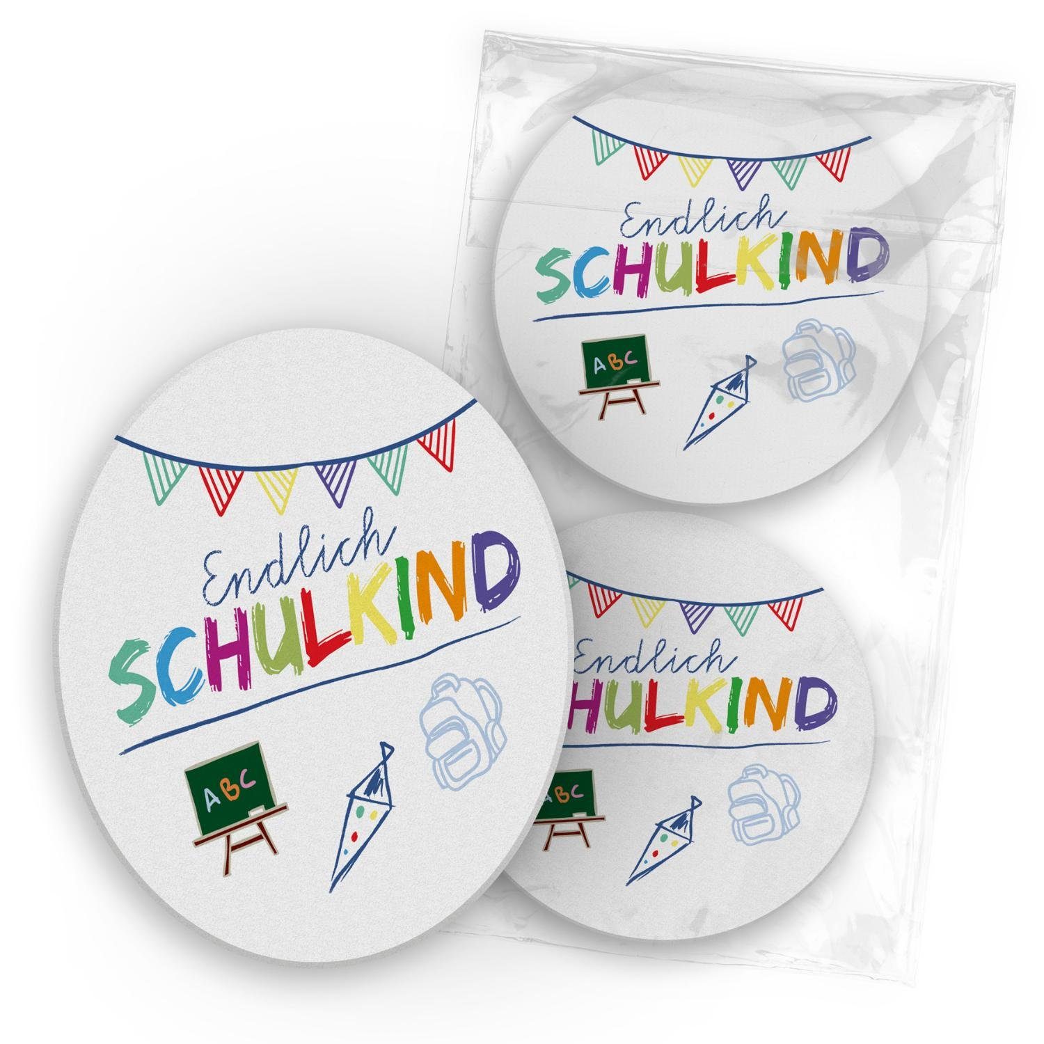 WEISS Bierdeckel itenga Schulkind rund Endlich Bierdeckel itenga Schulanfang 40x für