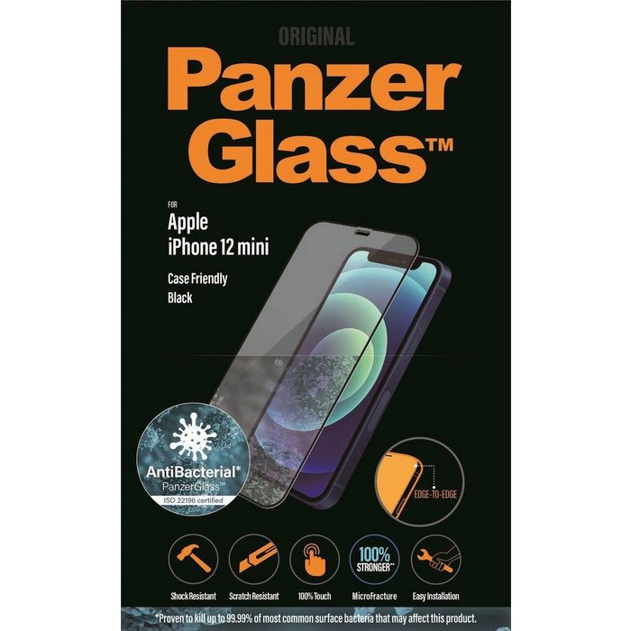 PanzerGlass E2E iPhone 12 Mini Case Friendly Antibakteriel für Apple iPhone 12 Mini Displayschutzglas