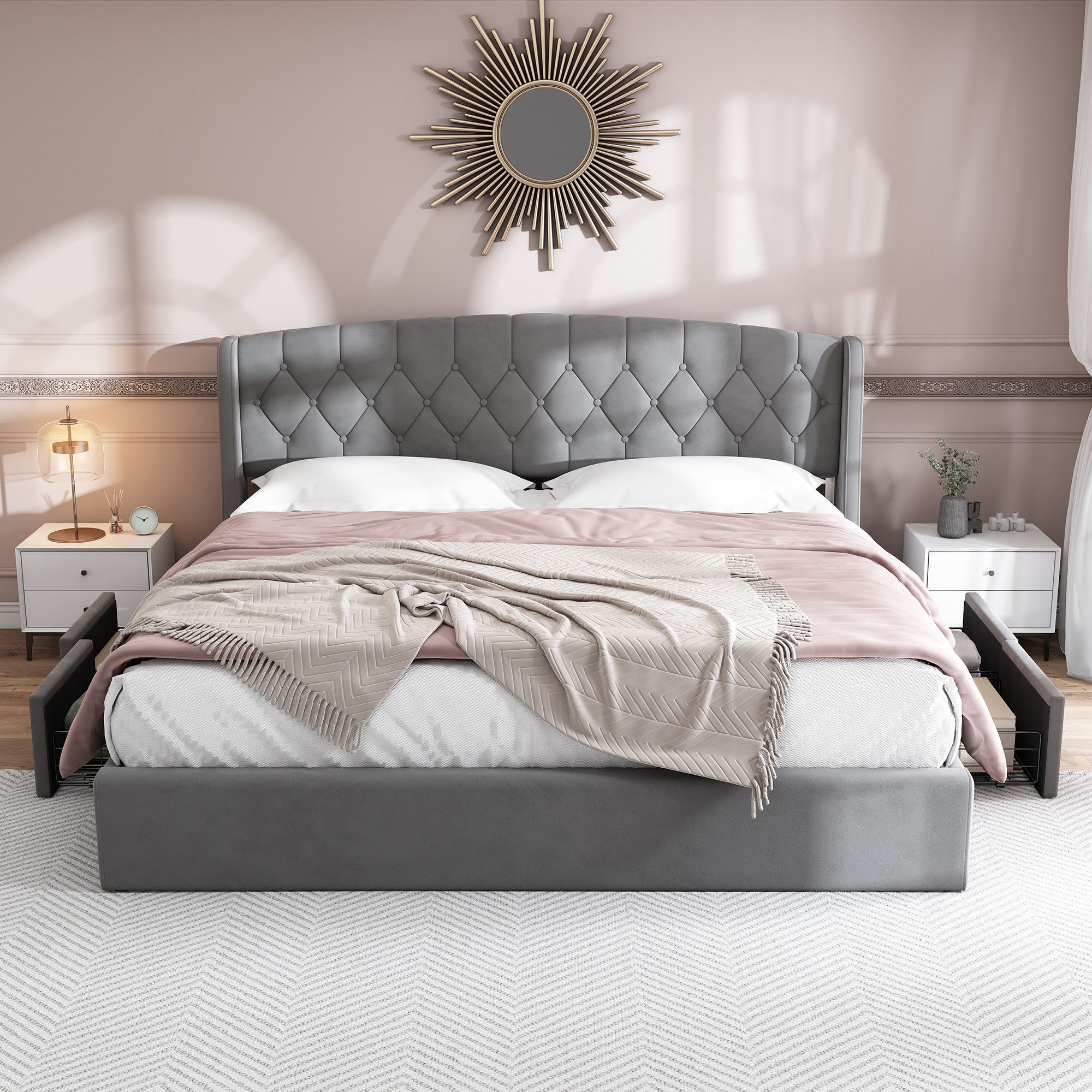 REDOM Polsterbett Polsterbett Doppelbett Stauraumbett Bett günstig online kaufen