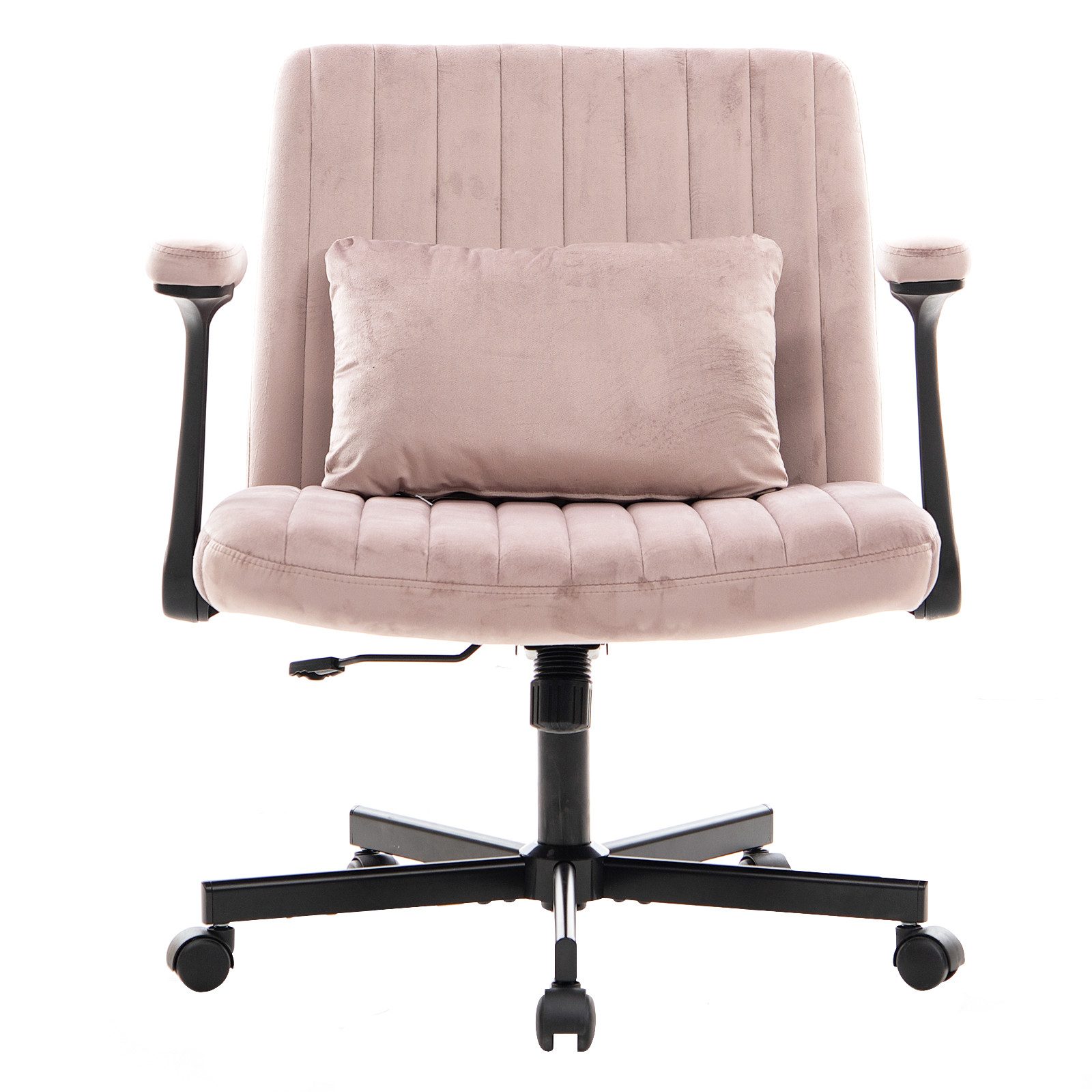 Welltin Bürostuhl Bürostuhl, Homeoffice Stuhl, höhenverstellbar, Stoff-Sitz, klappbare Armlehnen, leise Rollen, Velvet