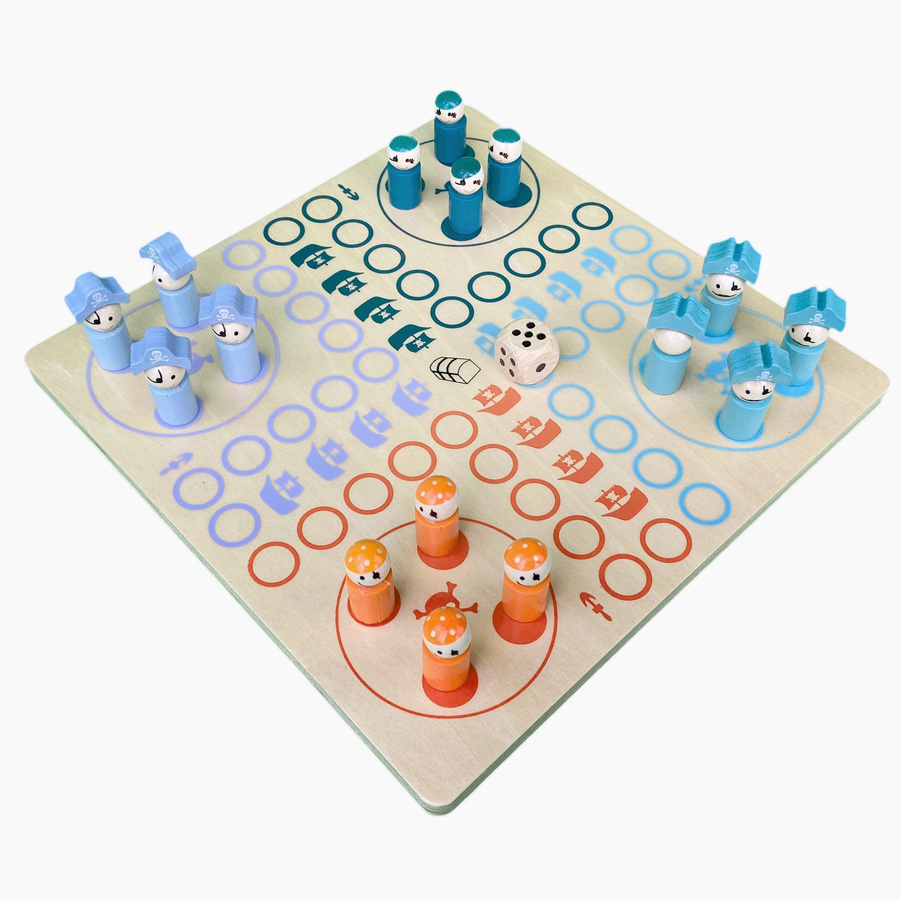 Small Foot Spielesammlung Ludo Piraten Brettchen, brettspiel, Klassisches Spiel mit Piraten-Twist