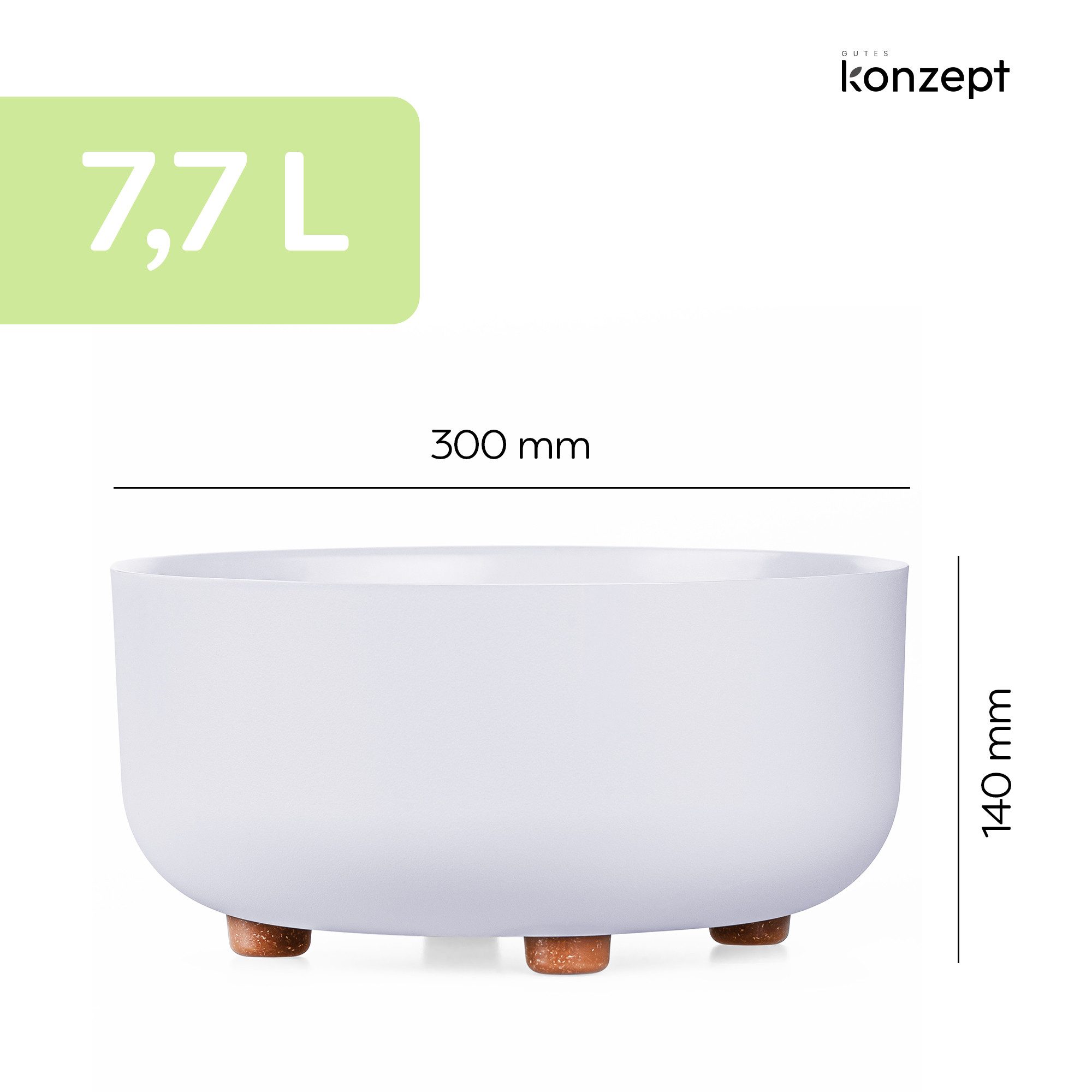 KONZEPT Blumentopf mit Füßen Ø 30 cm, Höhe 14 cm, für innen & außen, Kratzfest, Leicht, UV-beständig, Wetterfest, mit Füßen