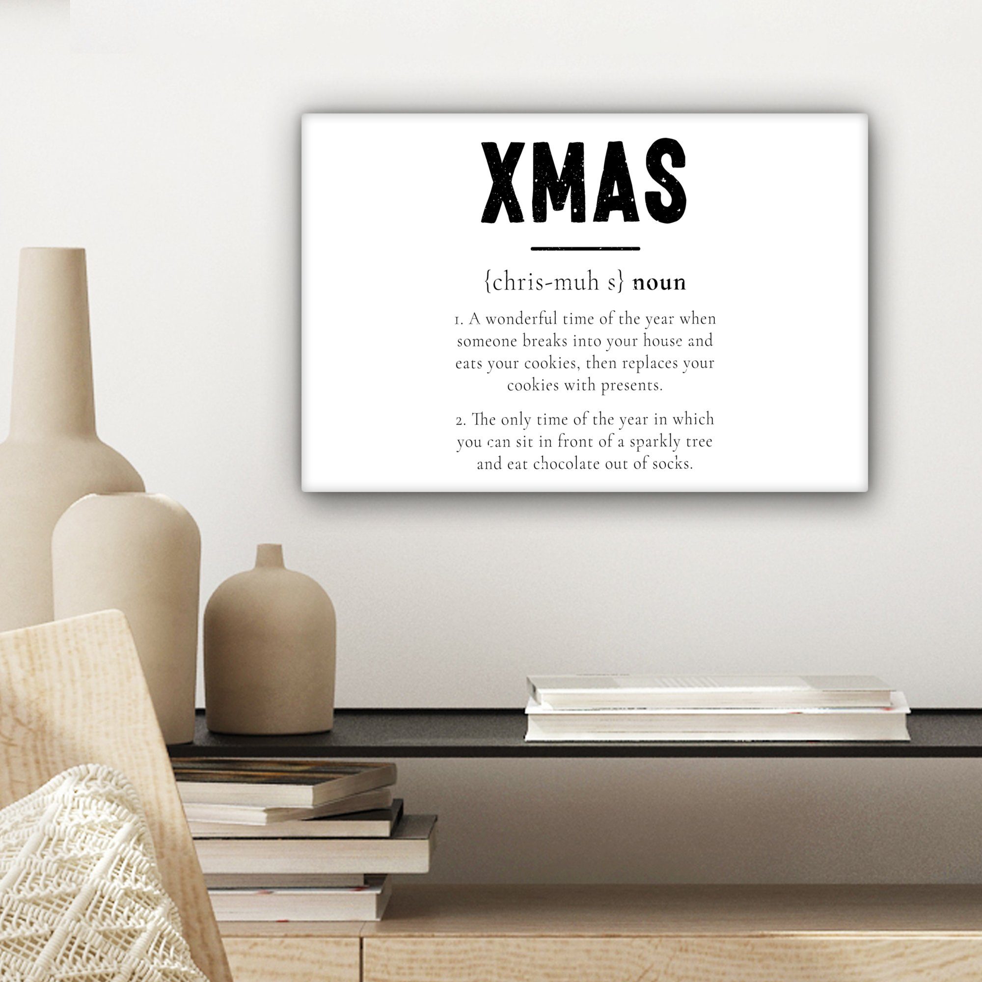 Feiertage, - Leinwandbild - Aufhängefertig, (1 Weihnachten Xmas Zitate - Leinwandbilder, cm - Wanddeko, Weiß 30x20 OneMillionCanvasses® St), Wandbild
