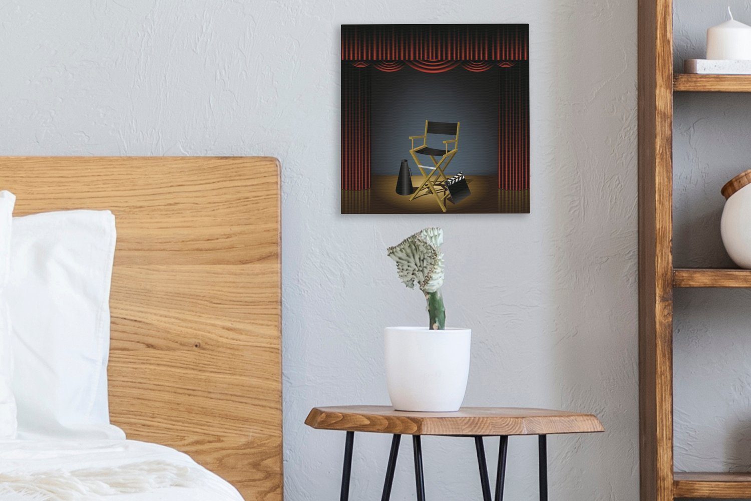 Illustration Wohnzimmer in Leinwand OneMillionCanvasses® Leinwandbild eines Regiestuhls Eine Schlafzimmer Bilder für Hollywood, St), (1