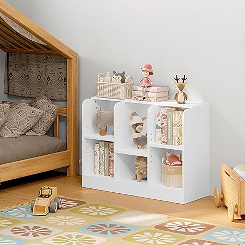 EUGAD Kinderregal, 1-tlg., mit 2 Ebenen 6 offenen Fächern, verstellbare Reg günstig online kaufen