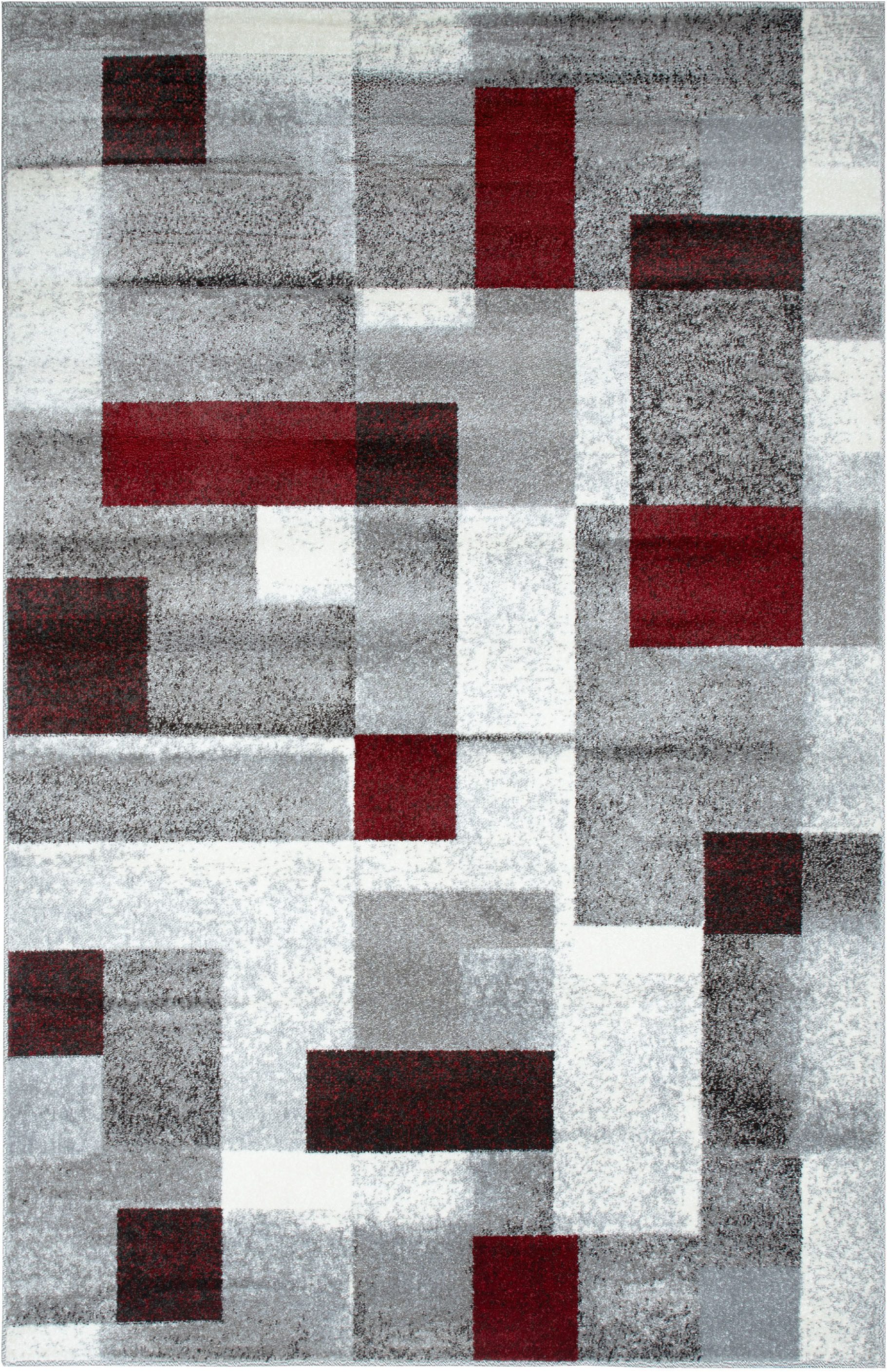 OTTO home Teppich Corine, rechteckig, Höhe: 9 mm, mit besonders weichem Flor, Kurzflor, modernes Karo-Design