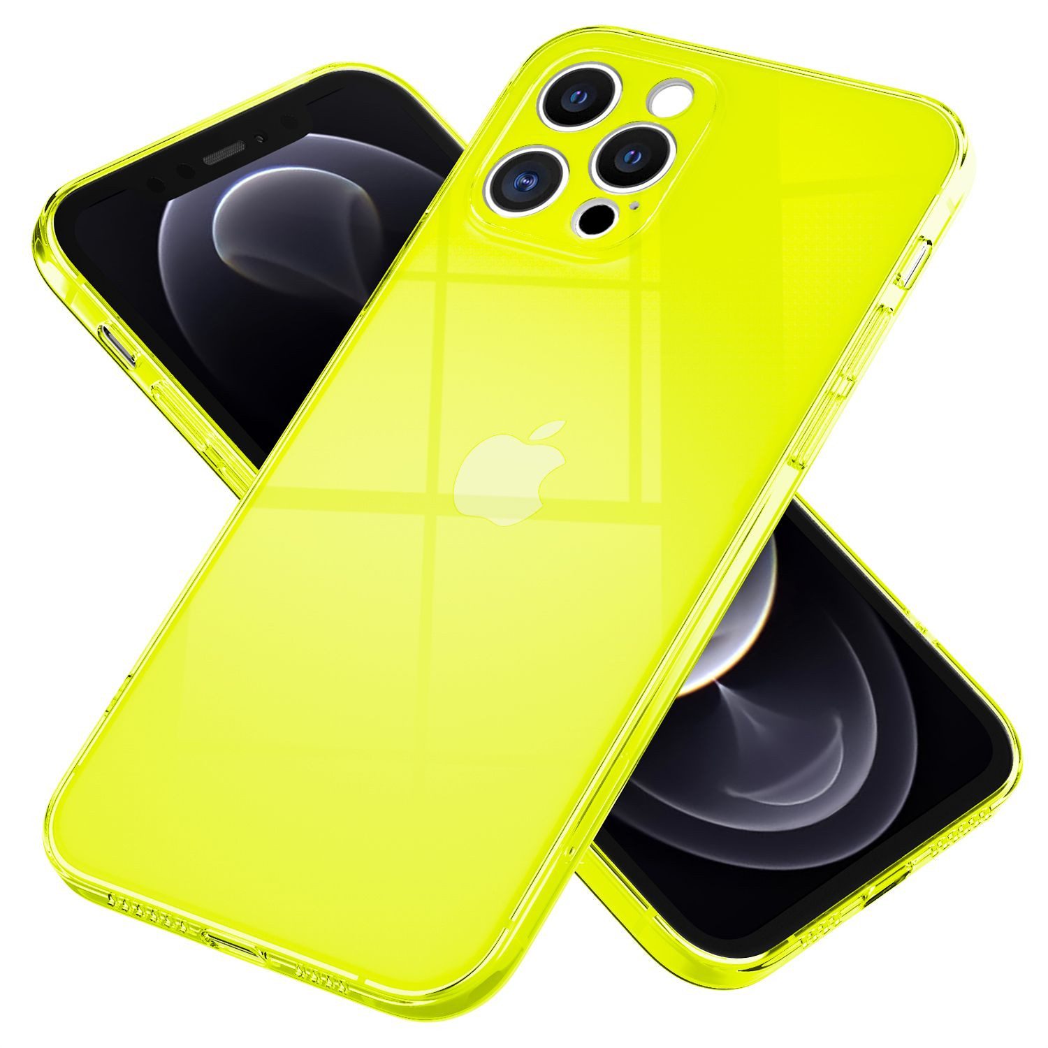 Nalia Smartphone-Hülle Apple iPhone 12 Pro Max 17 cm (6,7 Zoll), Klare Neon Silikon Hülle / Bunt Leuchtend / Durchsichtig / Flexibel