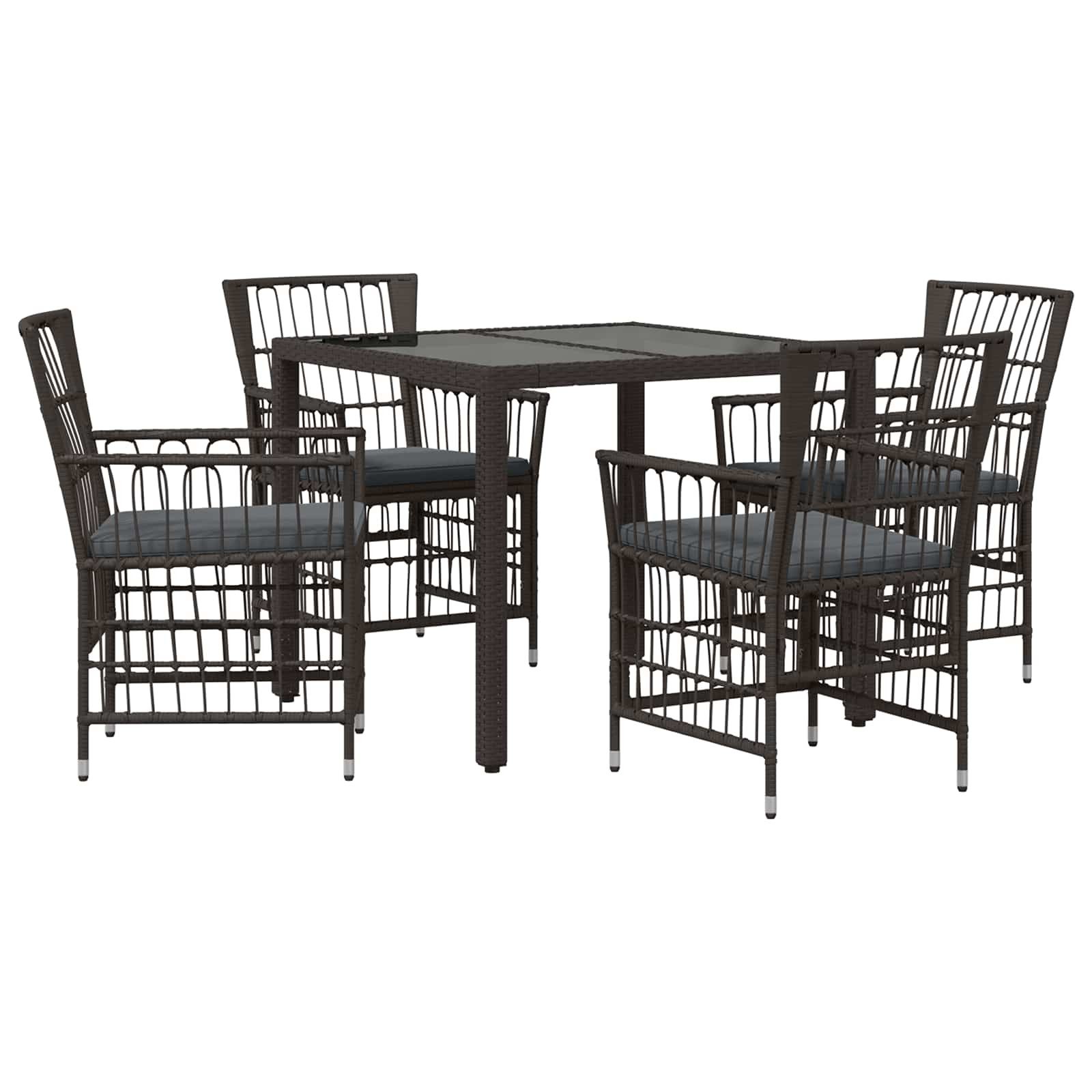 vidaXL Gartenlounge-Set Outdoor-Essgruppe 5 stk. Schwarz Poly-Rattan, (5-tlg)