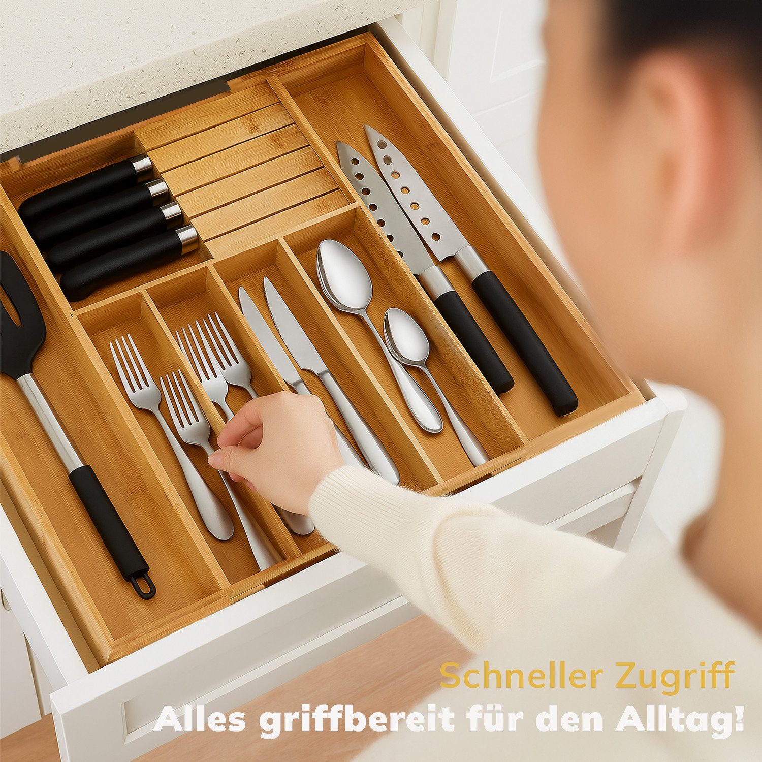Roxlin Besteckkasten Bambus Besteckkasten Messerhalter Schubladen günstig online kaufen
