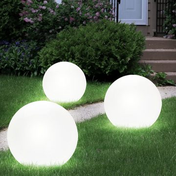 etc-shop Gartenleuchte, LED-Leuchtmittel fest verbaut, 3er Set LED Außen Solar Kugel Leuchten Garten Beleuchtung Rasen-