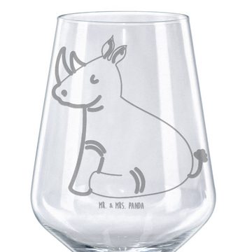 Mr. & Mrs. Panda Rotweinglas Einhorn Nashorn - Transparent - Geschenk, Unicorn, Spülmaschinenfeste, Premium Glas, Luxuriöse Gravur
