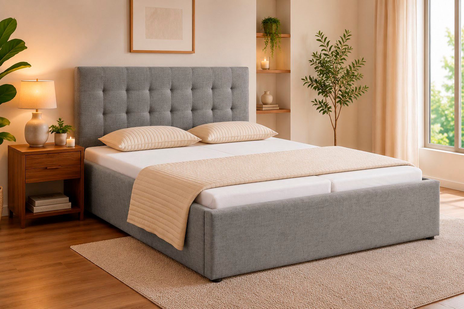 OTTO home Polsterbett Hamar, Knopfsteppung im Kopfteil, bis 250 KG belastbar (3 Breiten: 100cm/ 140cm/ 180cm), in verschiedenen Größen und Stoffen und Farben
