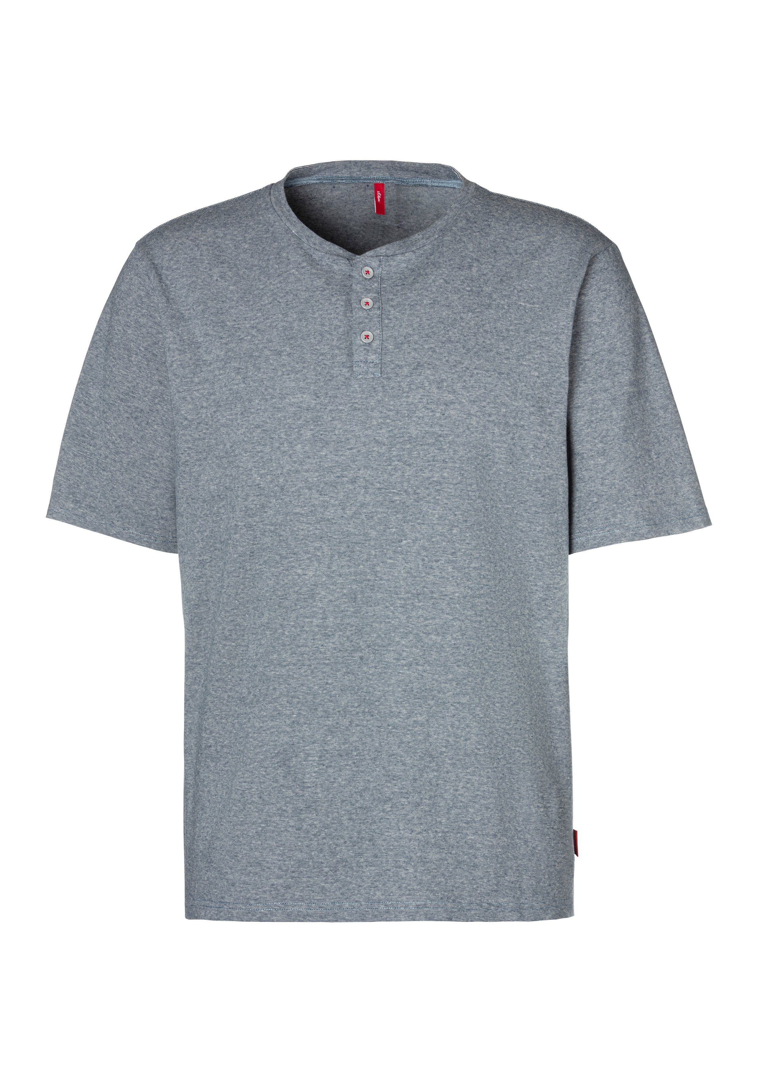 s.Oliver Pyjama (2 tlg., 1 Stück) Schlafanzug in Melange-Optik mit Knopfleiste
