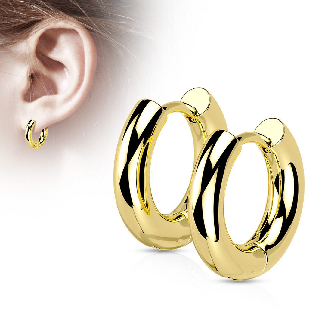 Order & Smile Schmuck Klappcreolen Creolen klein breit: Klappcreolen Ohrringe Edelstahl