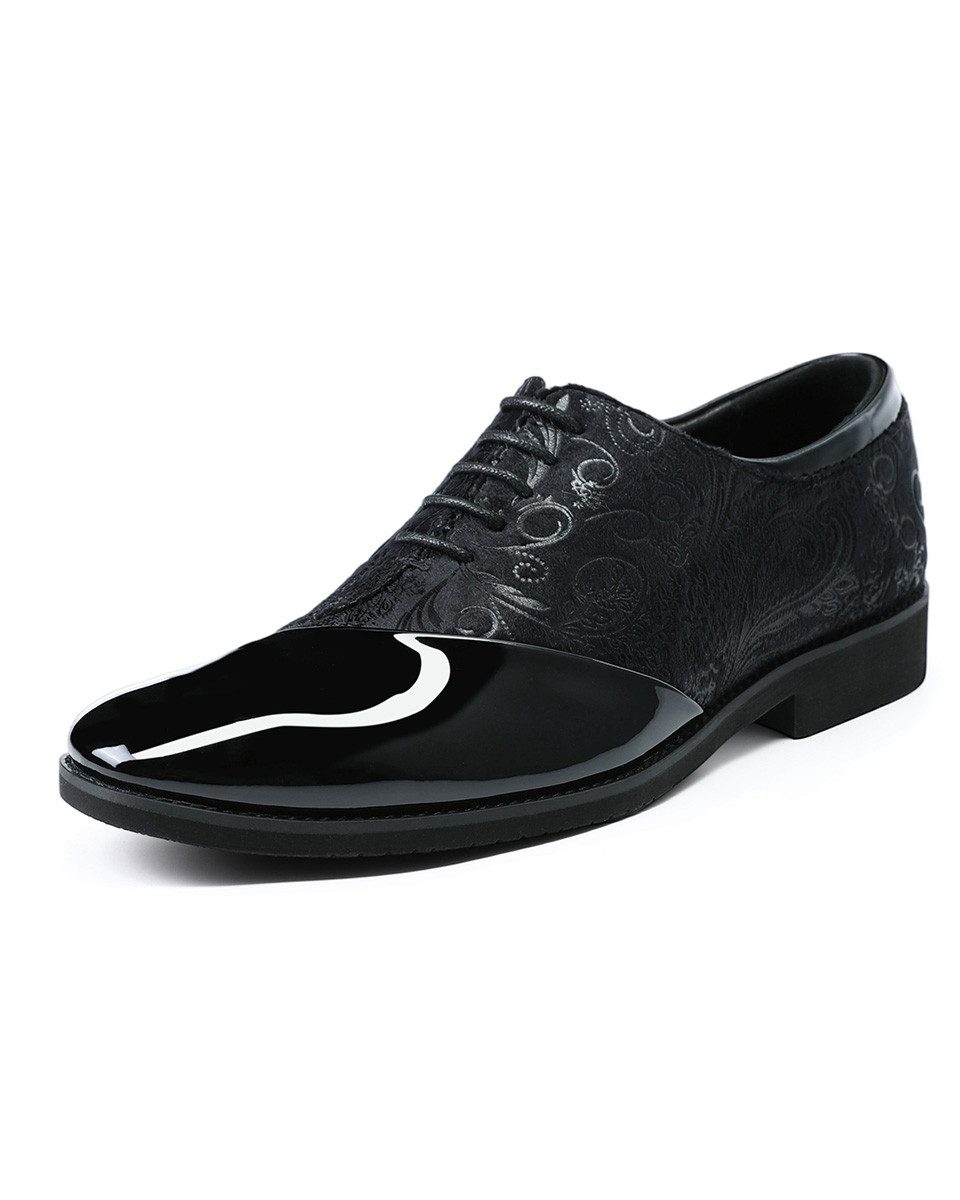 Allthemen Schnürschuh Herren Schnürschuhe mit Lackleder Jacquard Bequeme Businessschuh