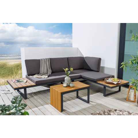 riess-ambiente Sitzgruppe IBIZA MODULAR LOUNGE 250cm anthrazit / grau / natur, (Set, 3-tlg), Gartenmöbel-Sets · wetterfest · Lounge · Outdoor · inkl. Sofa & Tisch