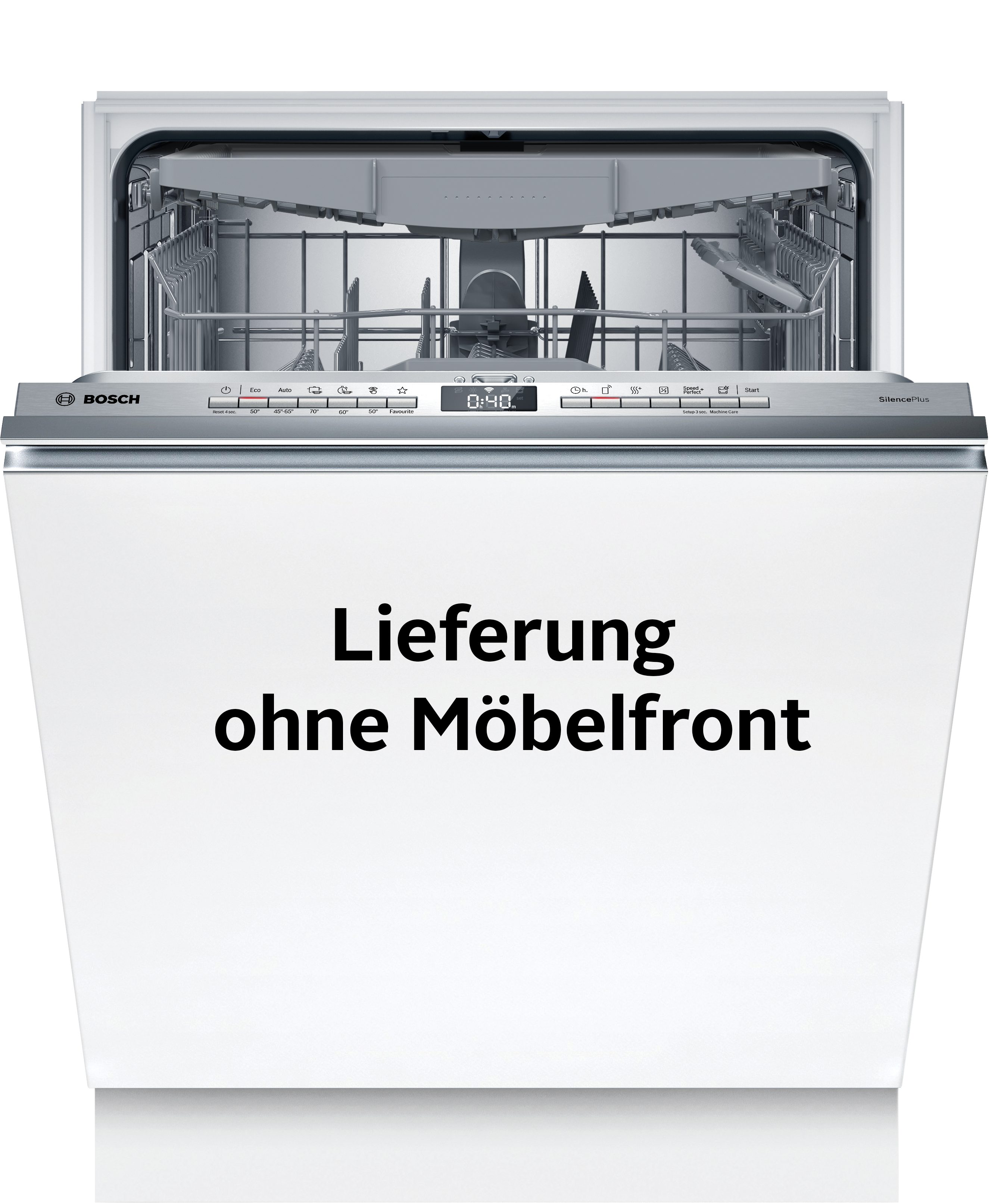 BOSCH vollintegrierbarer Geschirrspüler Serie 4 SMH4ECX28E, 14 Maßgedecke, Automatische Türöffnung für Effizienz, flexible Körbe & Schubladen