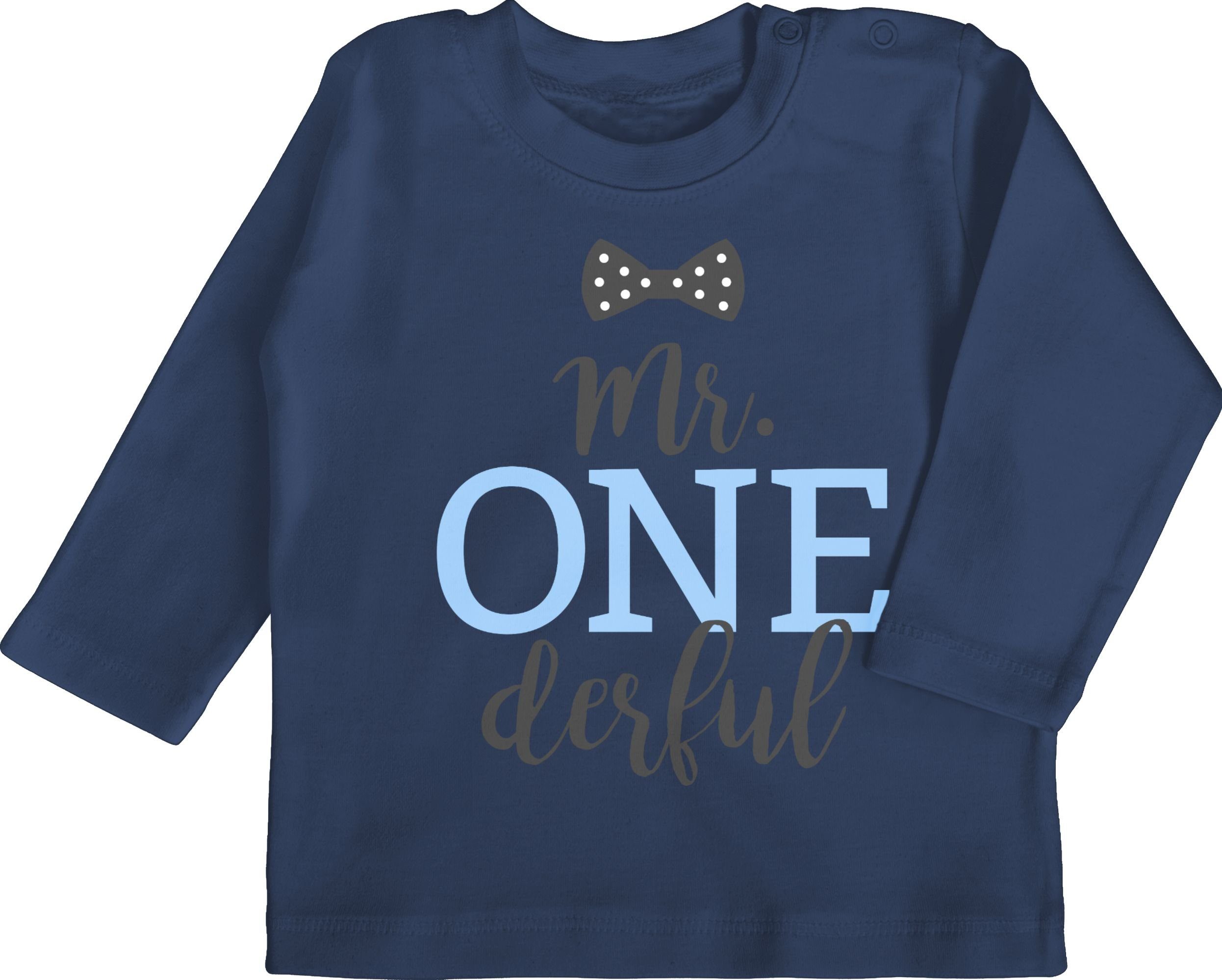 Shirtracer T-Shirt Mr. One Derful 1. Geburtstag 2 Navy Blau