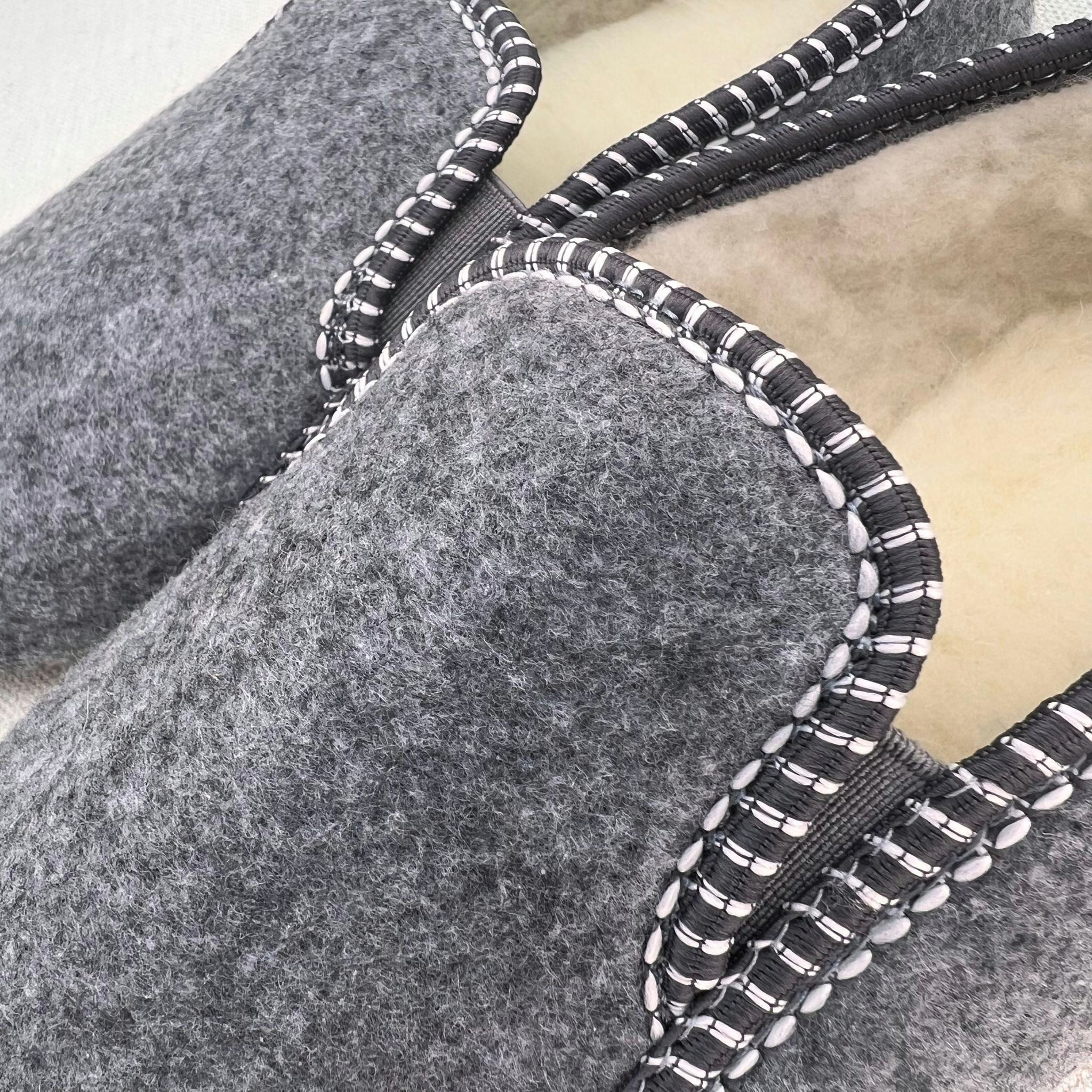 em-ka Herren Filz Fell Hausschuhe gefüttert Winter Pantoffeln Schafwolle Hausschuh Federleichte warme Hüttenschuhe mit Lamwolle