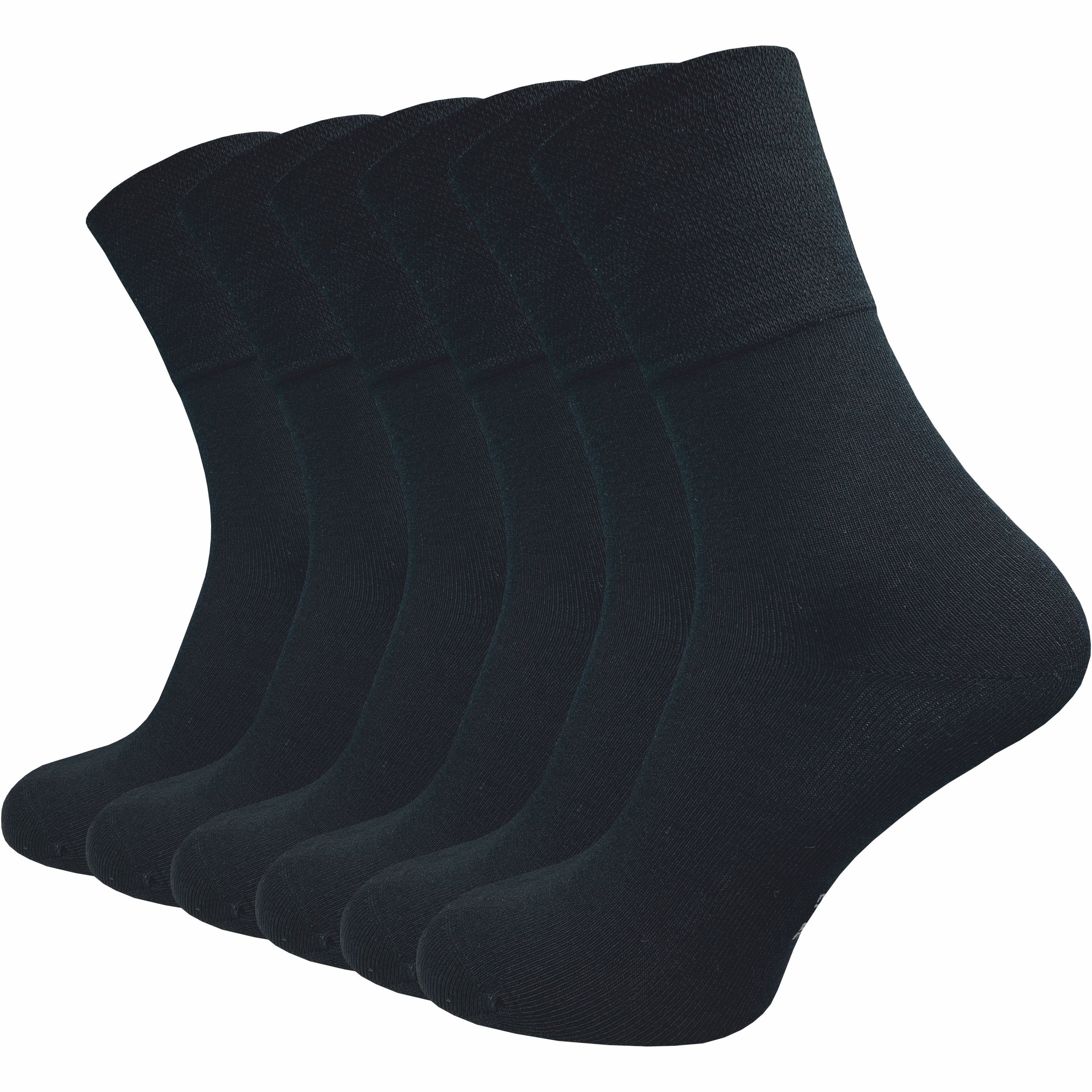 GAWILO Komfortsocken für Damen aus Bambus ohne Gummibund - Super weich dank Bambus Viskose  (6 Paar) Bambussocken in schwarz, grau und blau - Extra atmungsaktiv