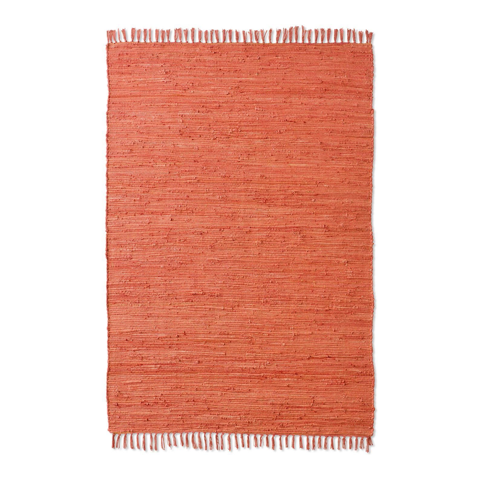 Läufer 5 Flur Teppich Flicken-Teppich TaCa 060x090cm Höhe: Wohnzimmer Home, Esszimmer terracotta Küche mm, Baumwolle, 100% rechteckig,