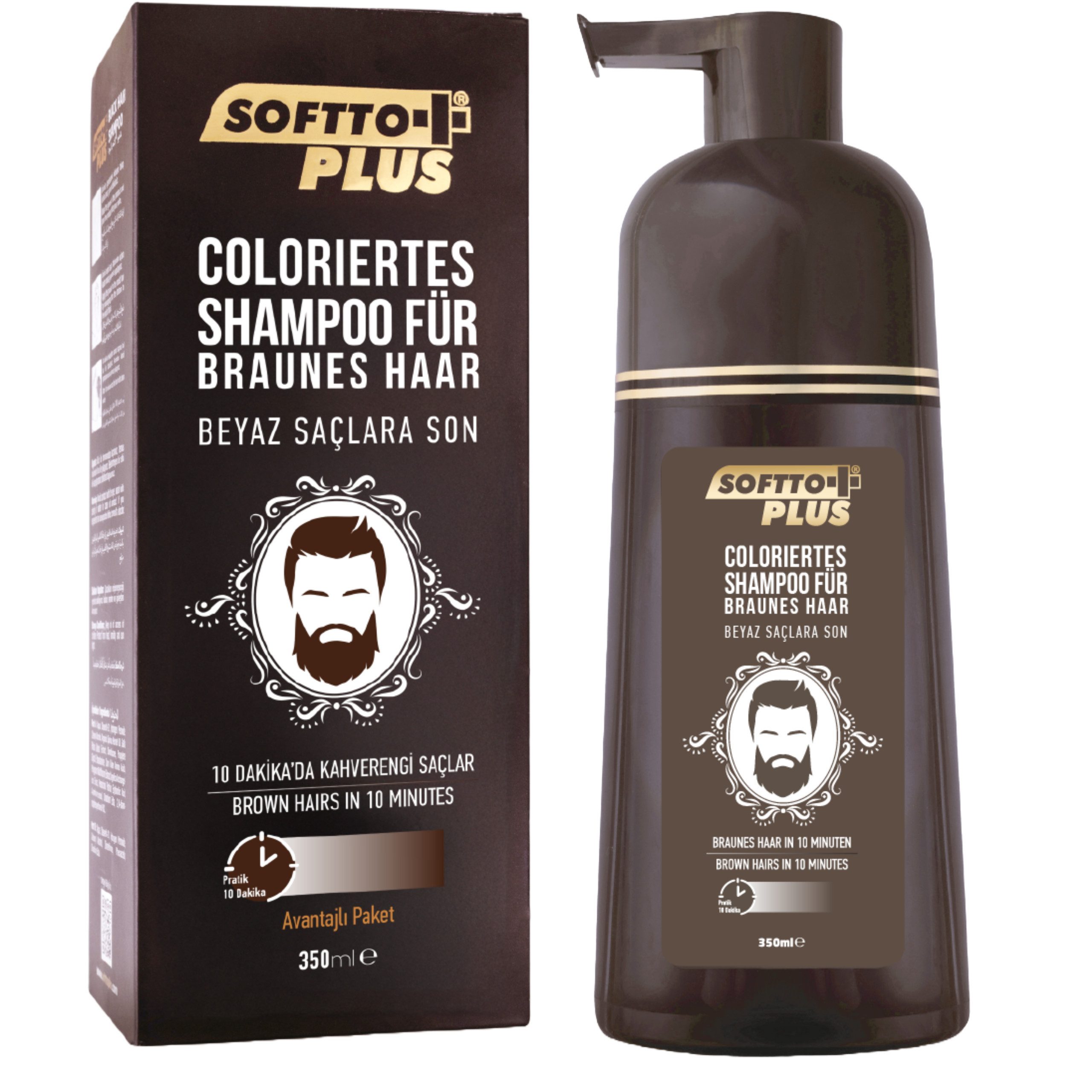 Softto Plus Haarshampoo Softto+Plus Brown Hair Shampoo, Abdeckung weißer&grauer Haare