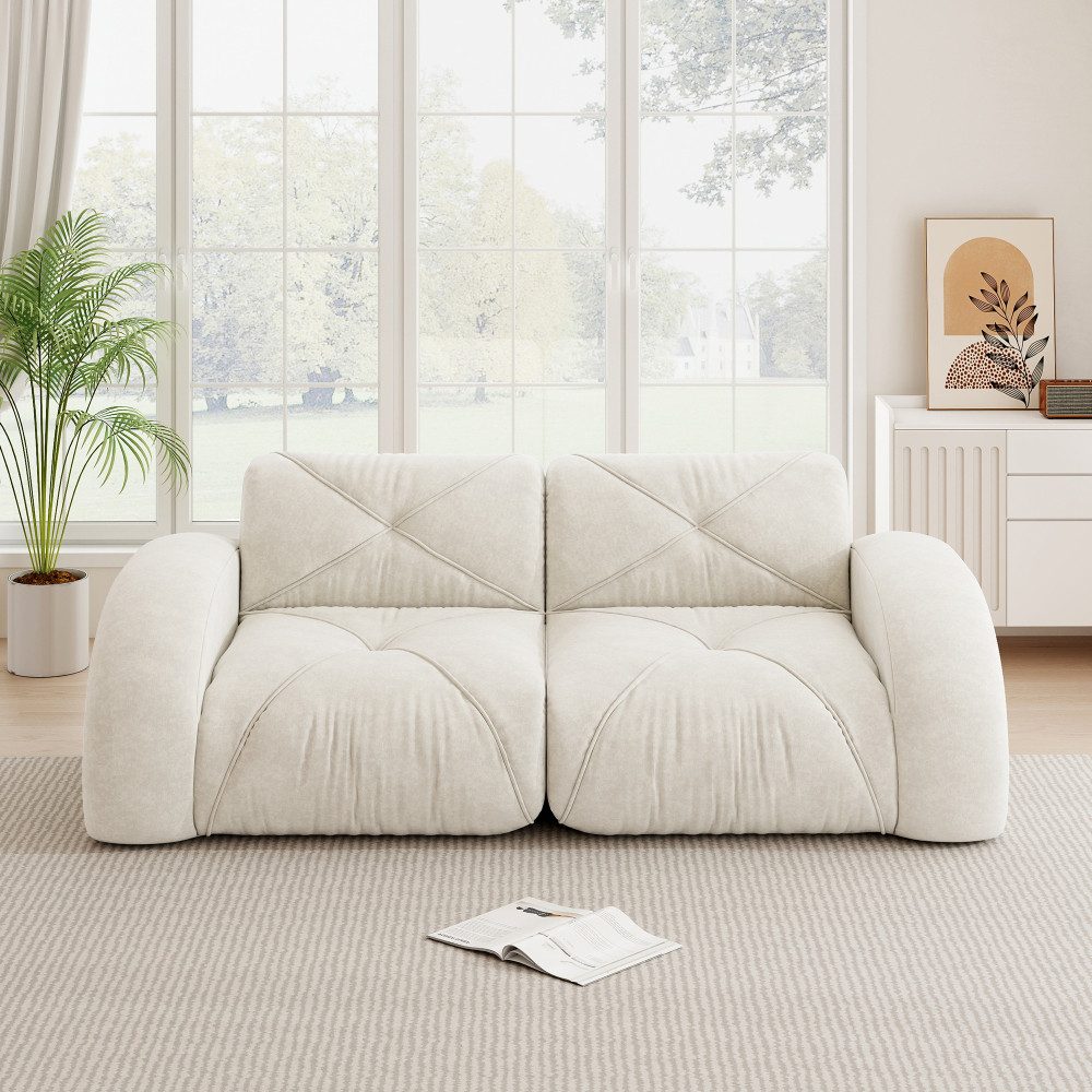 BBG Sofa Modulsofa 2-Sitzer, rahmenloses Sofa Wohnzimmer, Lounge Sofa groß, rutschfest, ohne Montage, Chenille Couch modern & bequem, 32D Kaltschaum