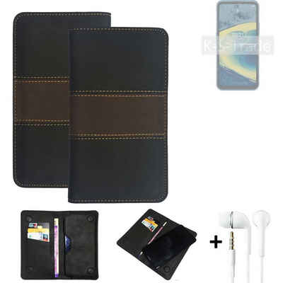 K-S-Trade Handyhülle für Nokia XR20, Handyhülle + Kopfhörer Schutzhülle Walletcase Bookstyle Tasche
