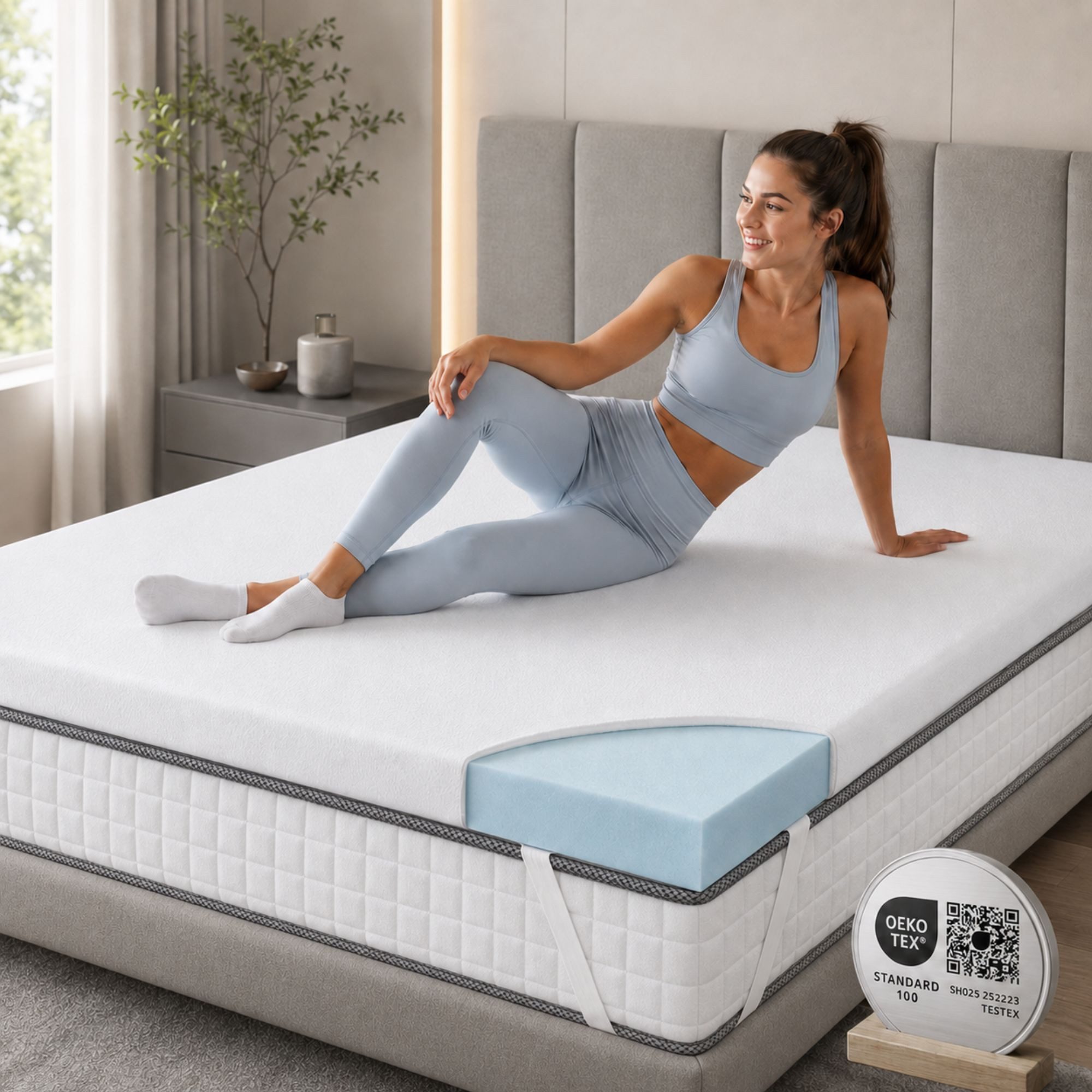 Arensberger, Topper ESSENCE Matratzentopper, Gelschaum, 5 cm, für alle Matratzen, 5 cm hoch, Gel Foam, (160 x 200 cm, 160x200cm), kühlend, waschbarer Bezug, rutschfest, 90x200 140x200 & mehr