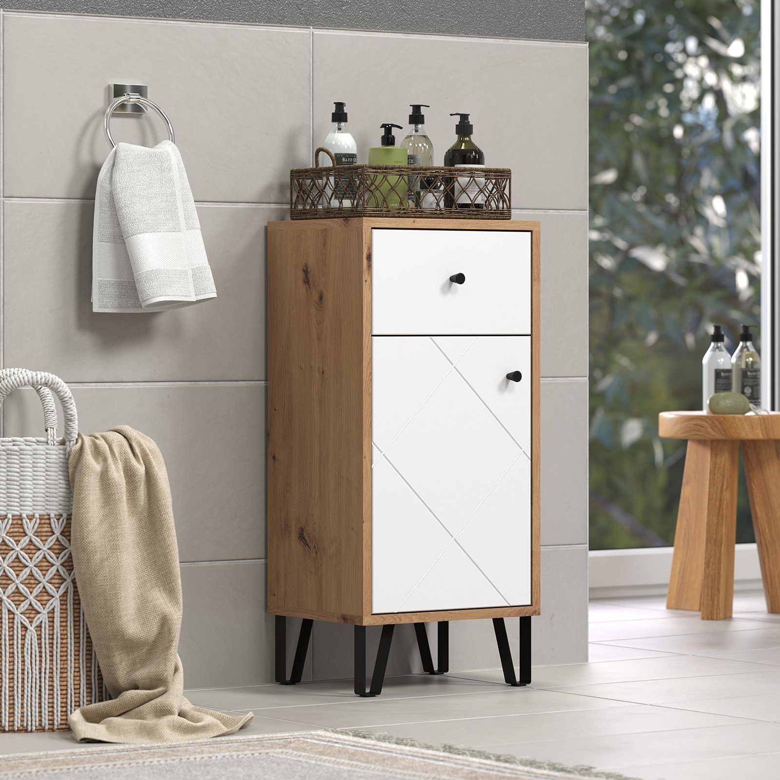 trendteam Midischrank Standtype Stauraum Badschrank Badmöbel günstig online kaufen
