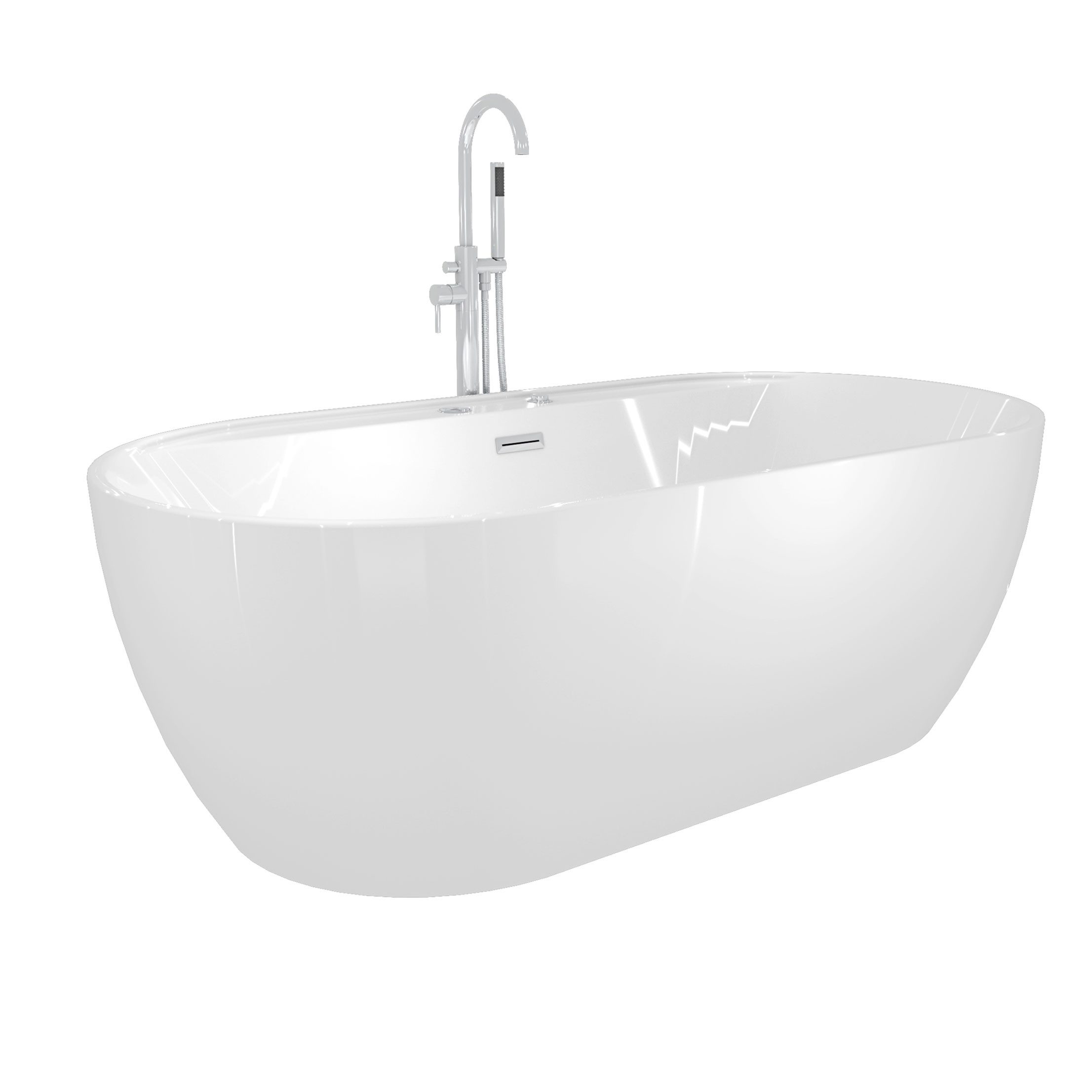 AcquaVapore Whirlpool-Badewanne Freistehende Wanne F29 180x90cm Whirlpool Luft & Wasser Armatur AF02, (1-tlg), mit Ablaufgarnitur