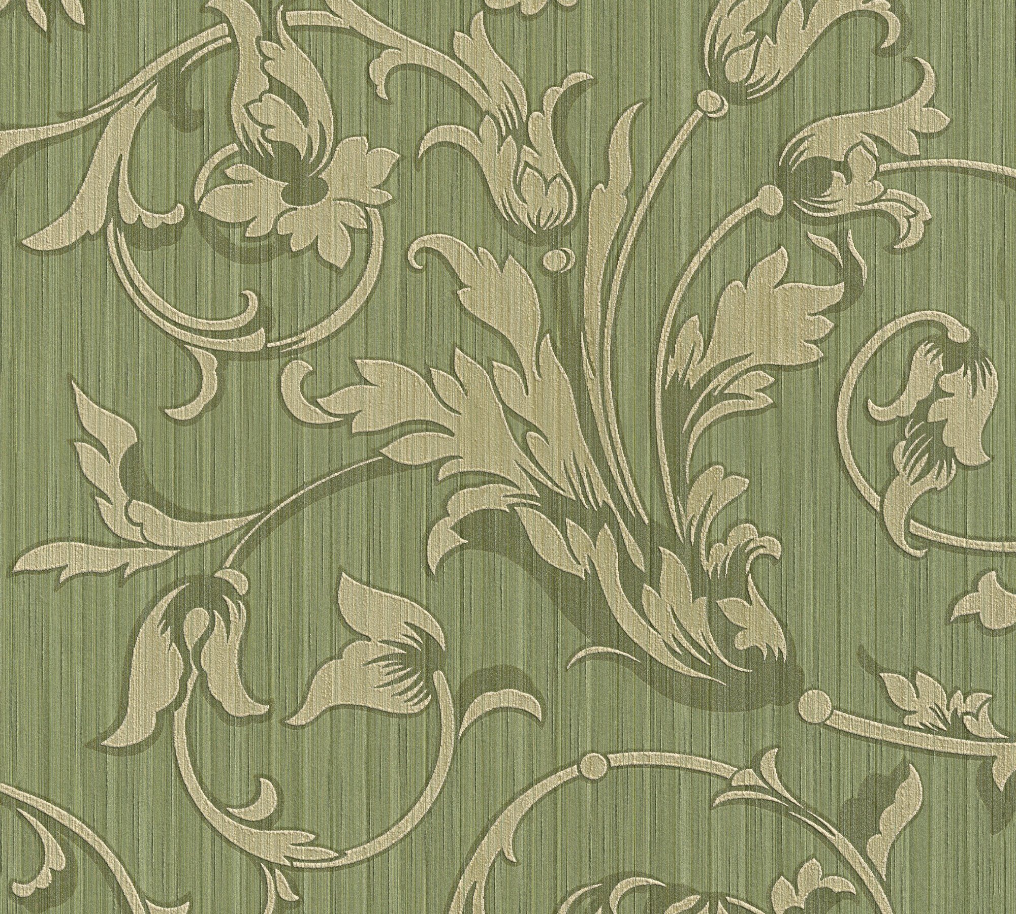 Barock, grün Tapete Textiltapete floral, Architects Floral Tessuto, Paper Blumen samtig,