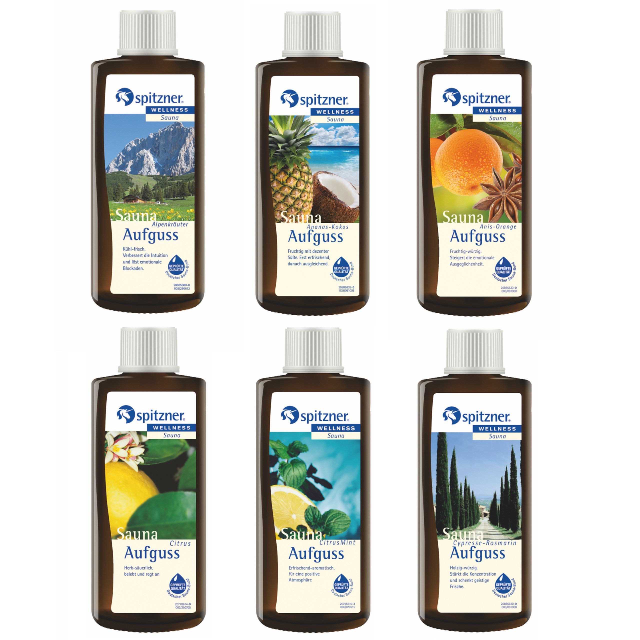 Spitzner Aufgusskonzentrat Spitzner Wellness Saunaaufguss 6er Vorteilspack 6 Sorten Saunaset