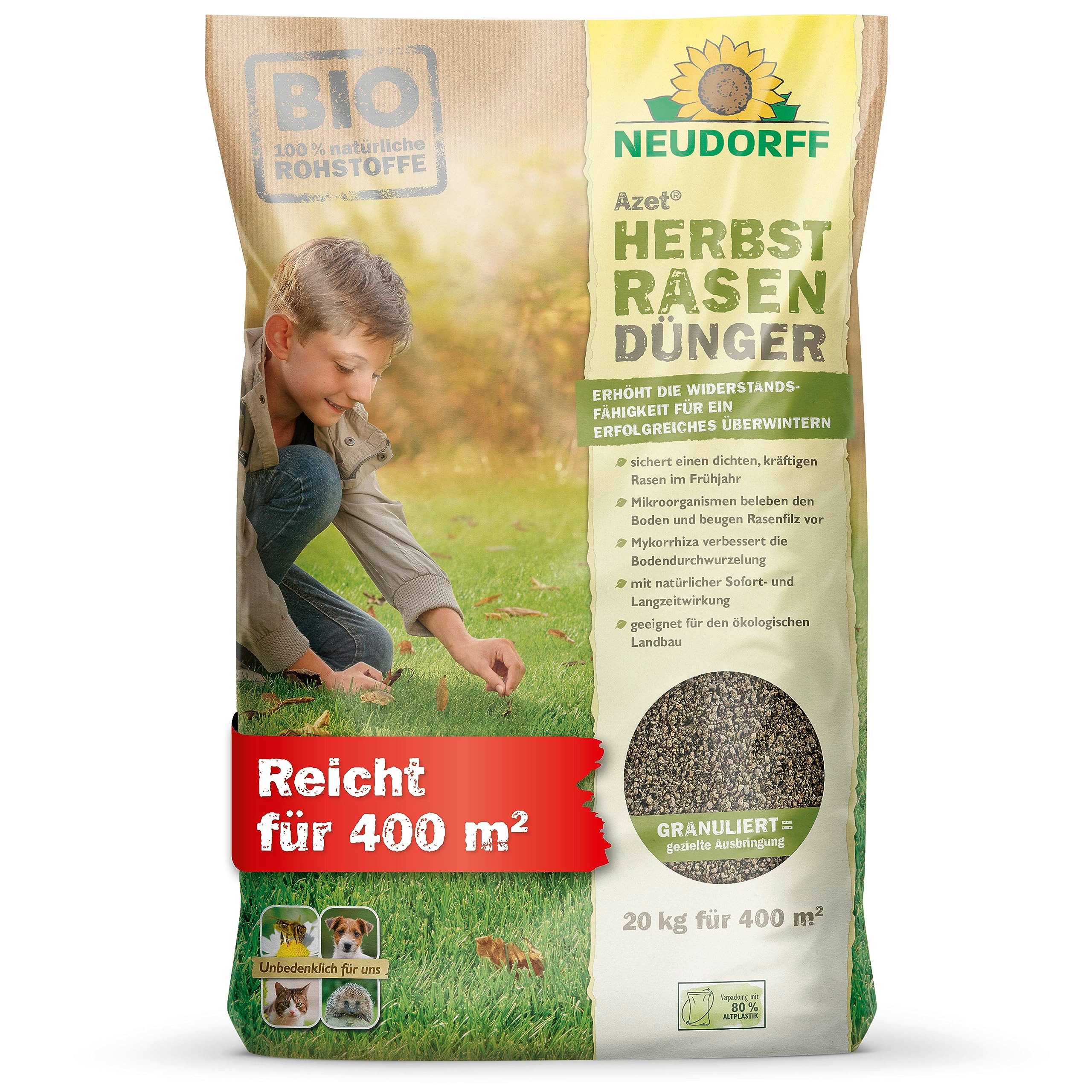 Rasendünger Bio - Azet HerbstRasenDünger 20 kg für 400 m²
