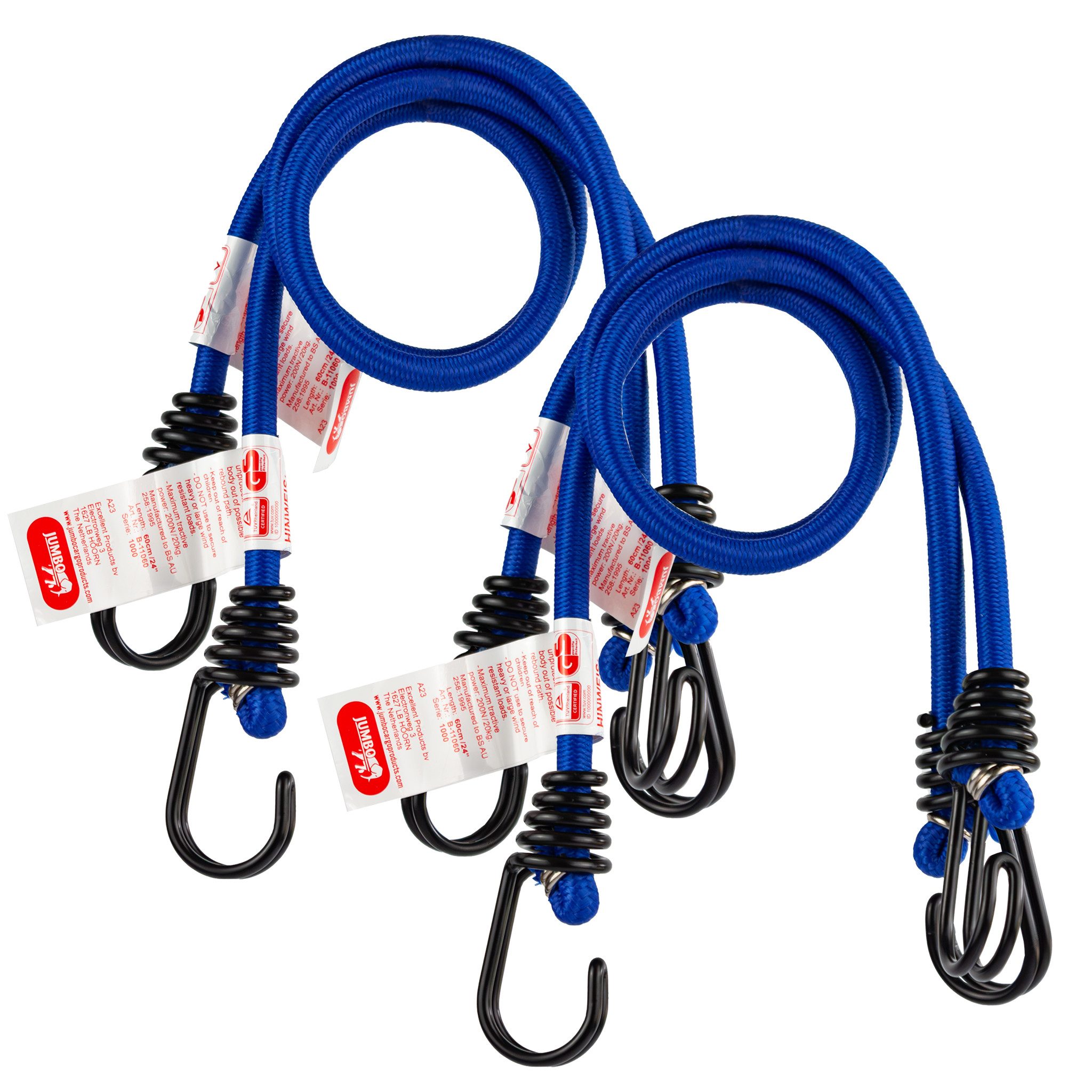 JUMBO Stillads Spanngurt 2 Paar (4 Stück) Spanngummi 60cm 20kg 2 Haken Spannseil Expanderseil