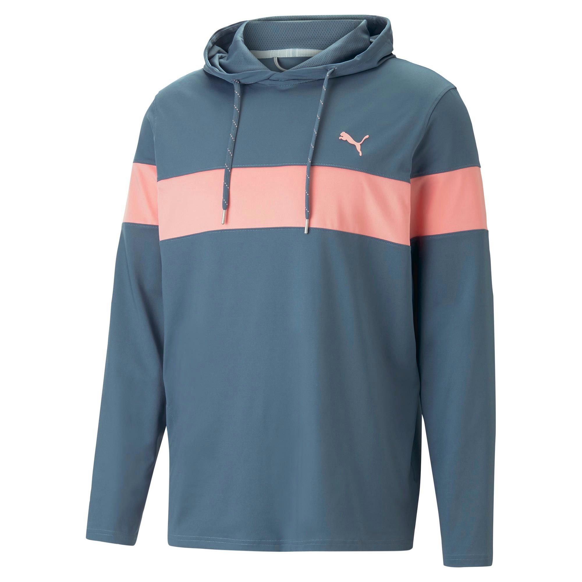 PUMA Trainingspullover Puma Golf Hoodie Mattr Colorblock Blau/Ice Pink Herren XL