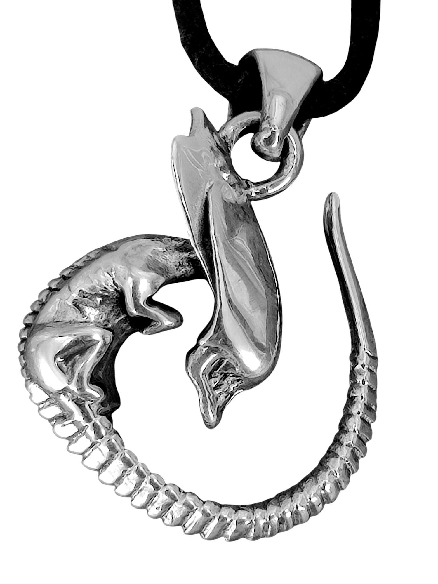 Kettenanhänger Alien Massiv Dreidimensionaler Silber