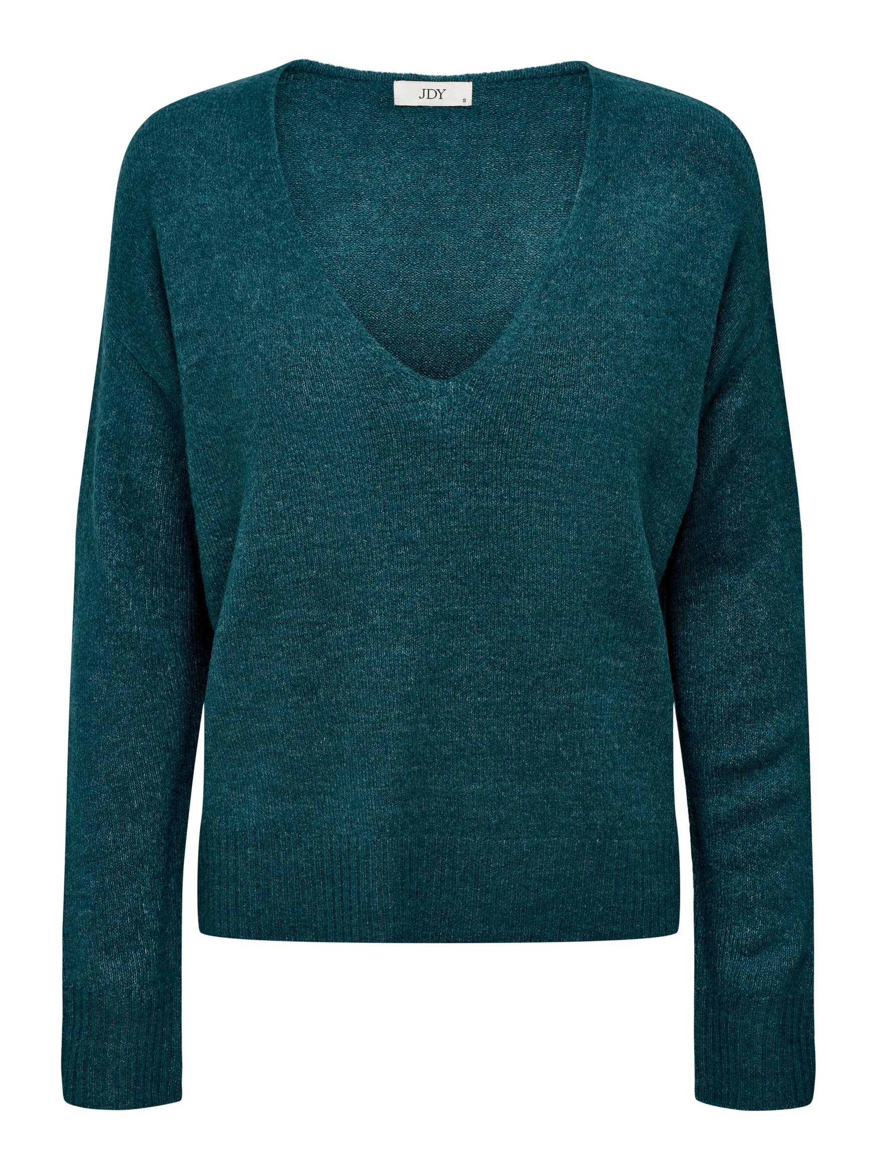 JACQUELINE de YONG Strickpullover Fein Strickpullover Pullover V-Neck JDYELANORA Longsleeve Sweater (1-tlg) 3376 in Grün-2