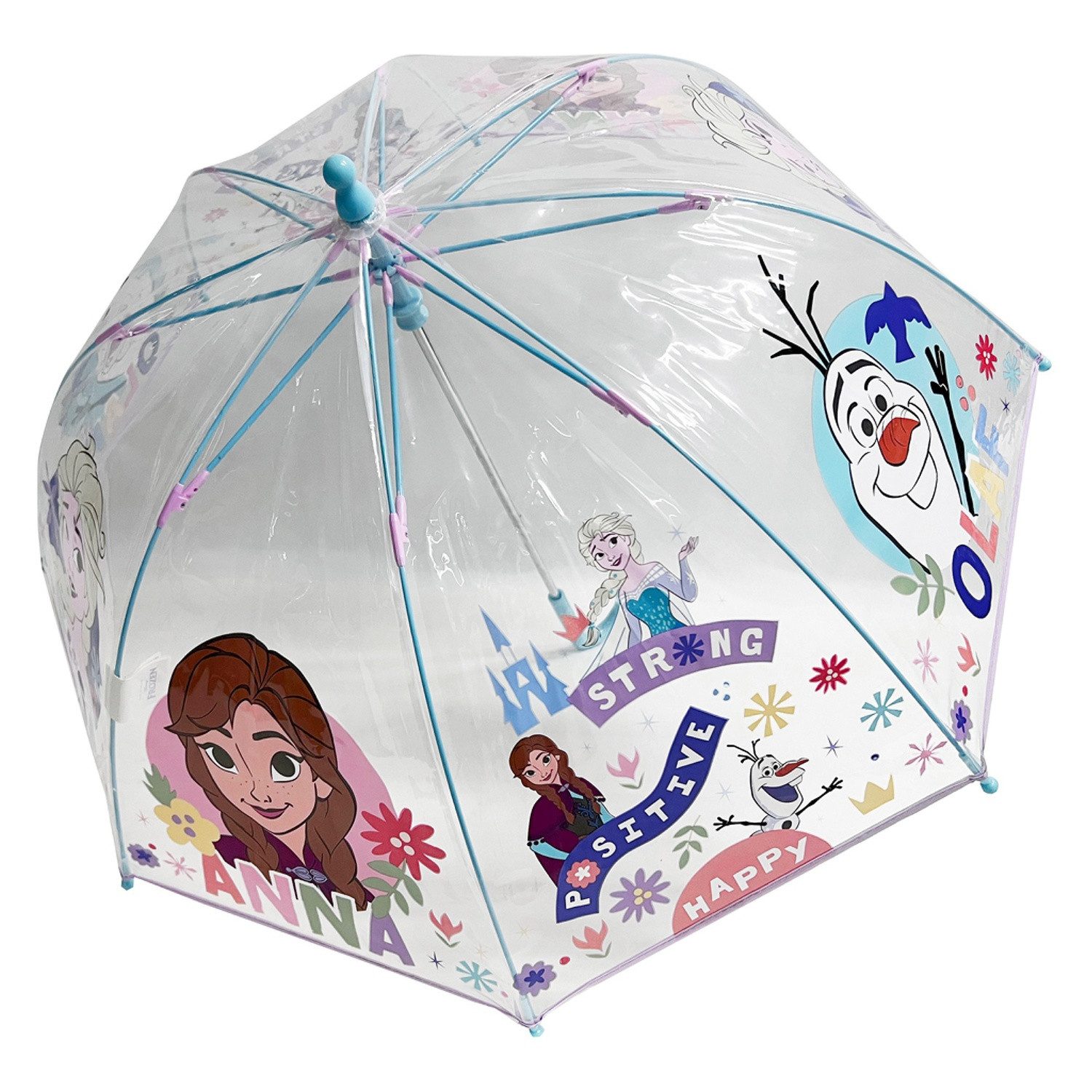Disney Frozen Stockregenschirm Kinder Regenschirm mit Anna Elsa Motiv ab 3 Jahren, windfest