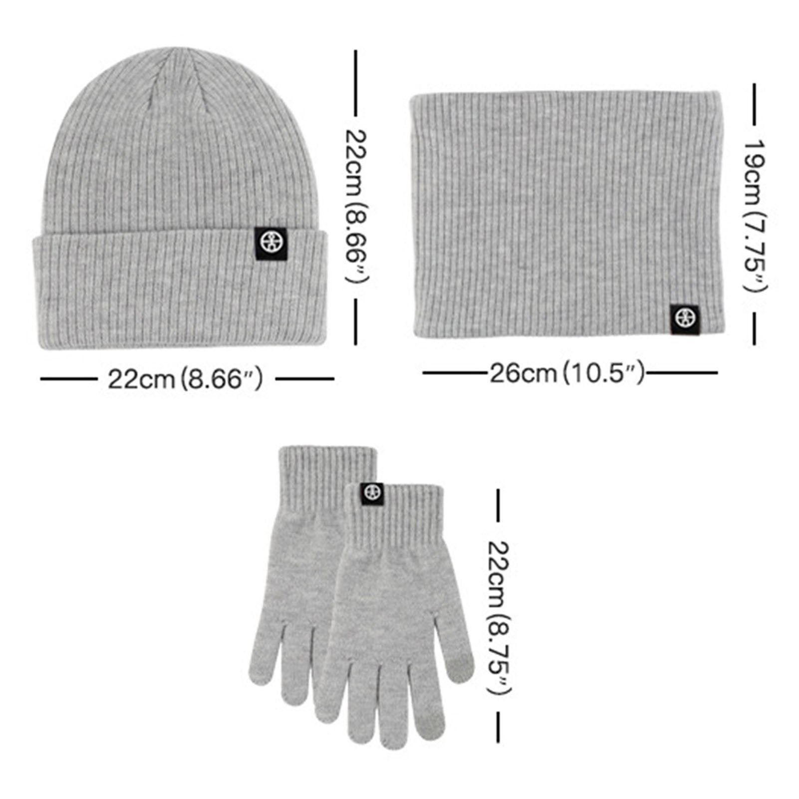Rutaqian Schlupfmütze Unisex Beanie Strickmütze Handschuhe Handschuhe (3-in-1 Rutschfeste Winterschal Loop Thermo Knit Hut Warme Winter-Set) Schal Hellgrau