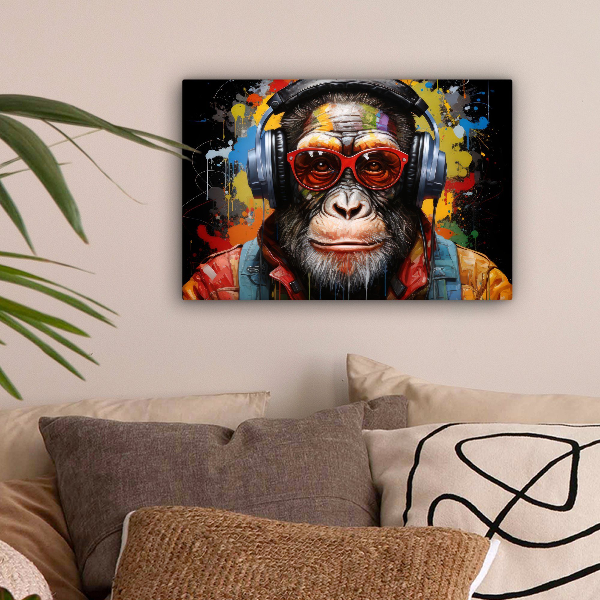 OneMillionCanvasses® Leinwandbild Schimpanse - Affe - Tiere - Graffiti - Br günstig online kaufen