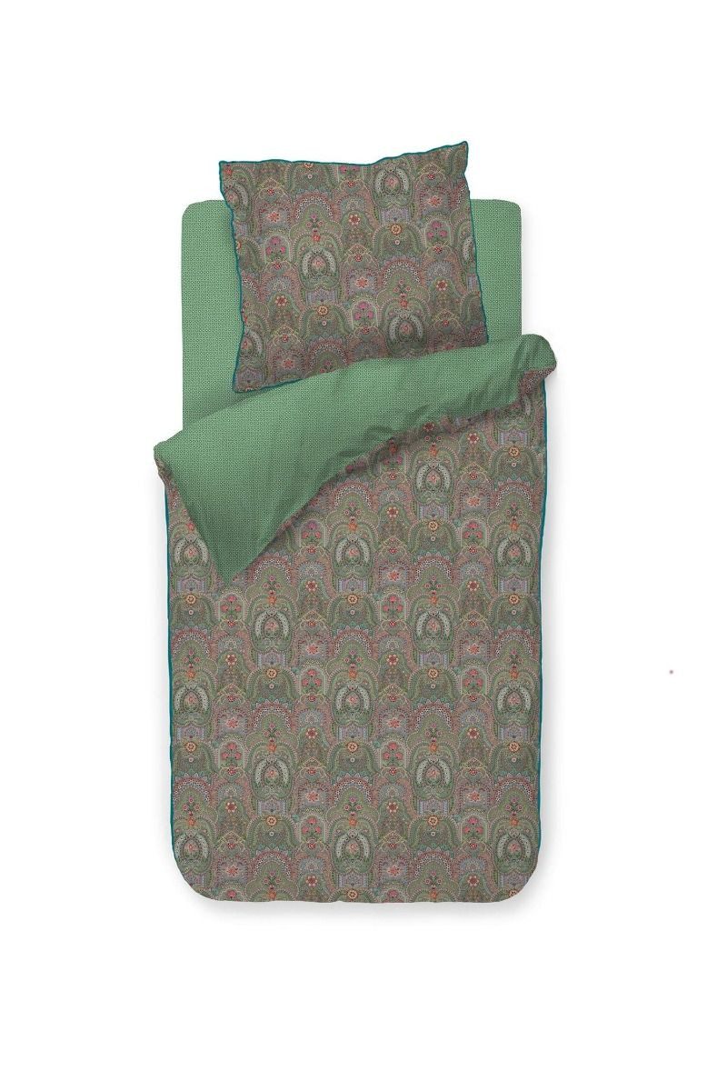 PiP Studio Bettwäsche PIP Studio Perkal Bettwäsche 155x220 Little Jabali Green Ornamente, Perkal, 2 teilig, fein gewebter 100% Baumwollperkal