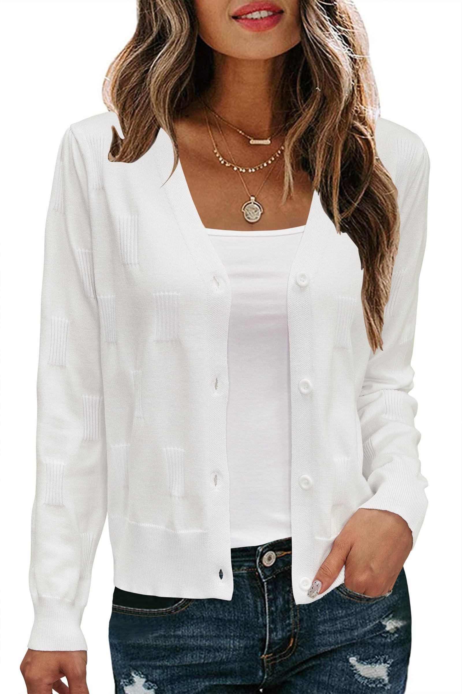 Arach&Cloz Langarmshirt Arach&Cloz Damen V-Shirt Weicher Kurzer Cardigan Pu günstig online kaufen