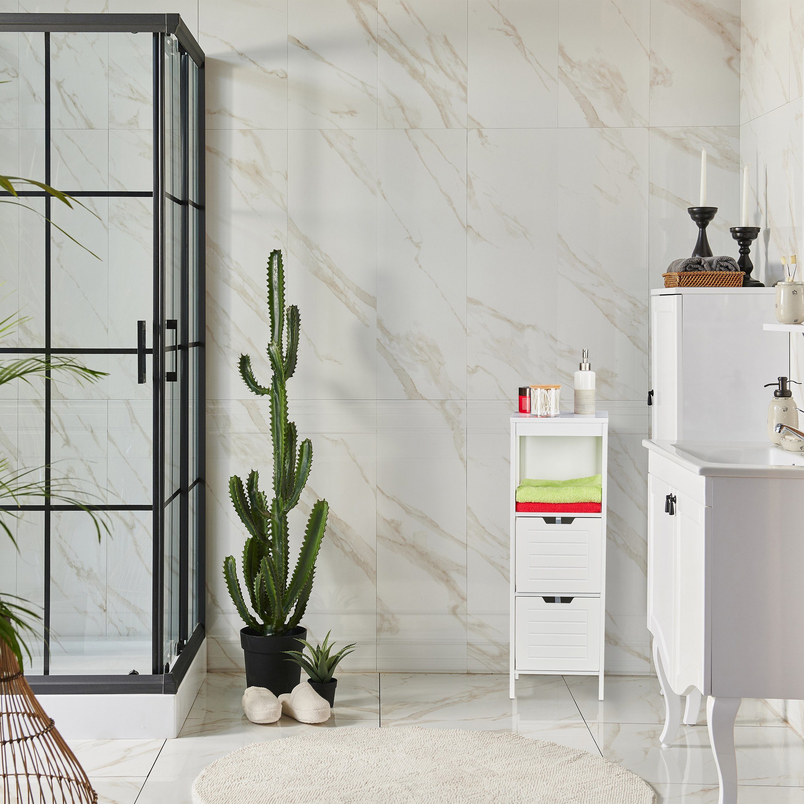 relaxdays Badregal Badezimmerschrank weiß günstig online kaufen