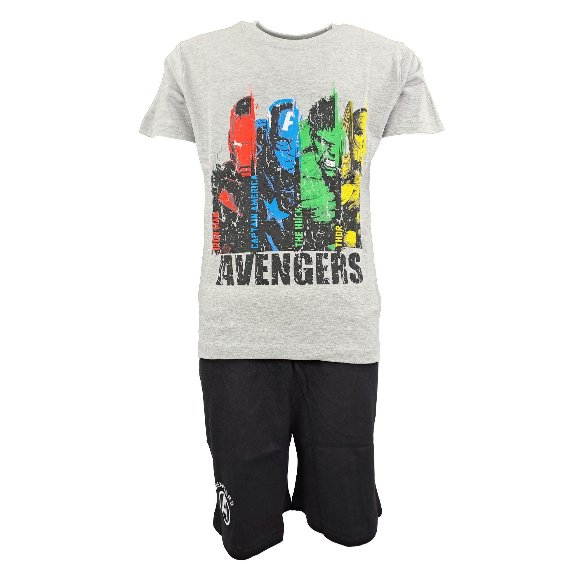 MARVEL Schlafanzug Marvel Avengers kurzarm Jungen Pyjama Gr. 134 bis 164, Iron Man, Captain America, Hulk, Thor