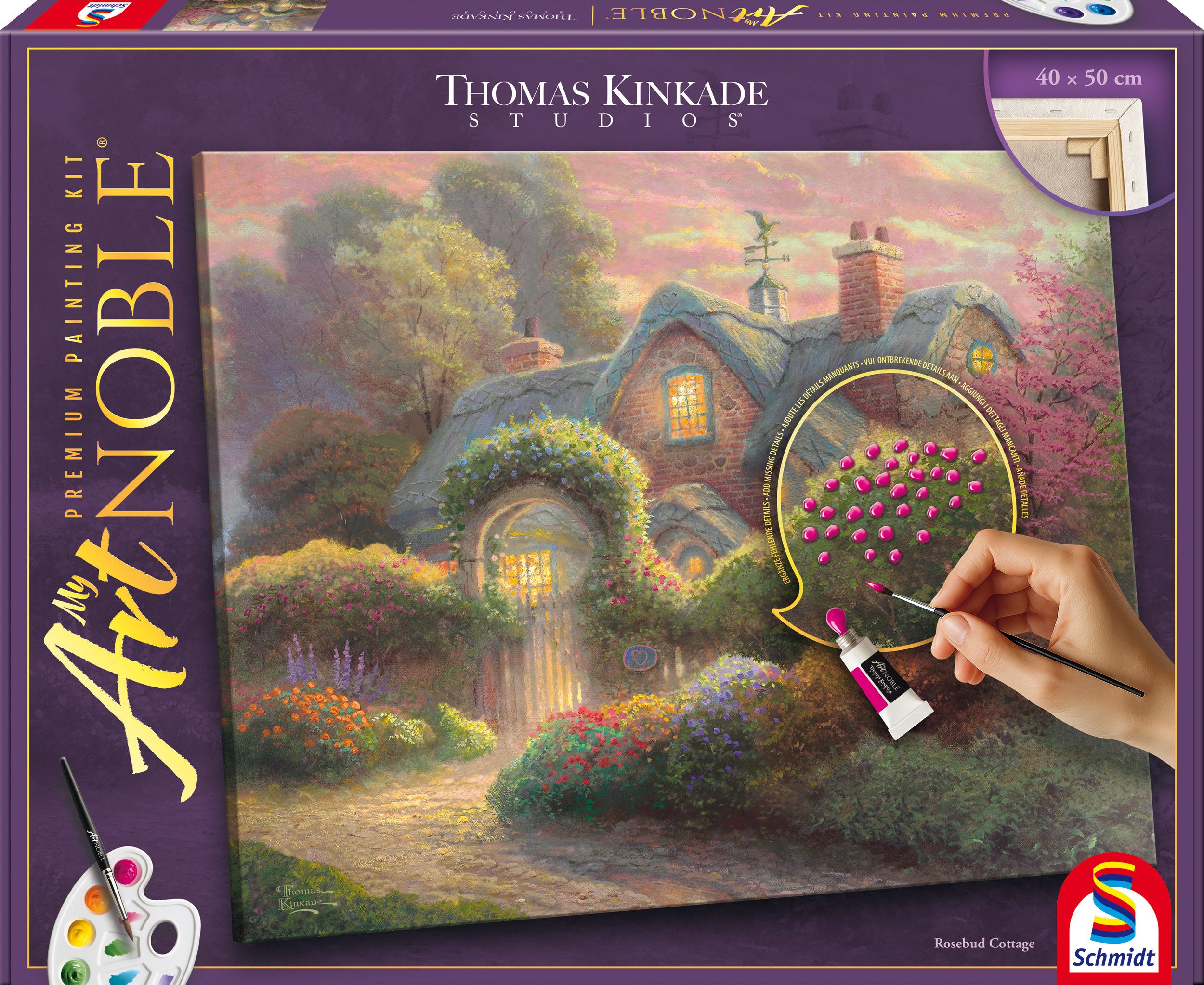 Schmidt Spiele Malvorlage MyArtNoble, Thomas Kinkade, Malset Rosebud Cottage