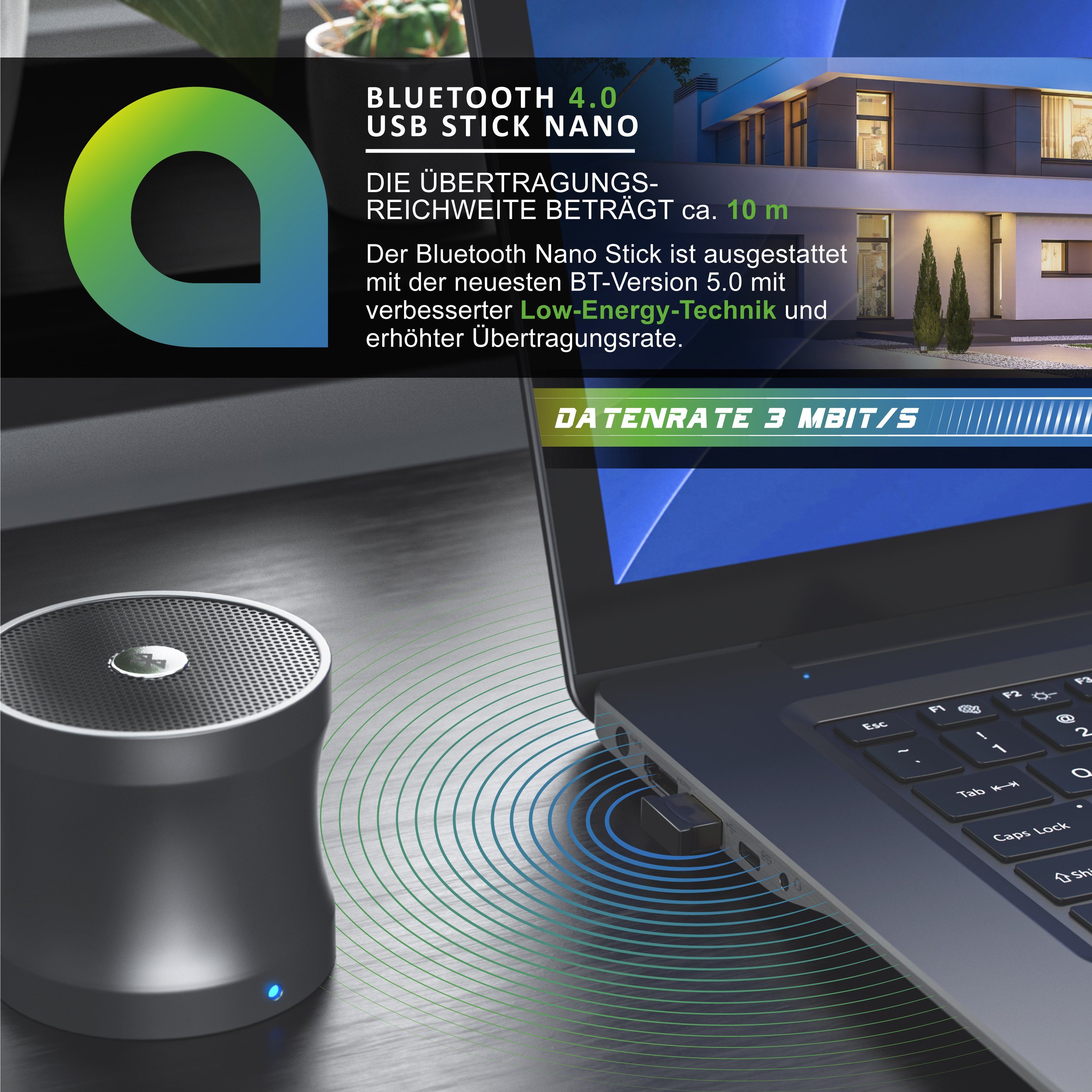 Aplic Bluetooth-Adapter, Bluetooth V4.0 USB Stick Bluetooth Adapter - bis zu 10m Reichweite