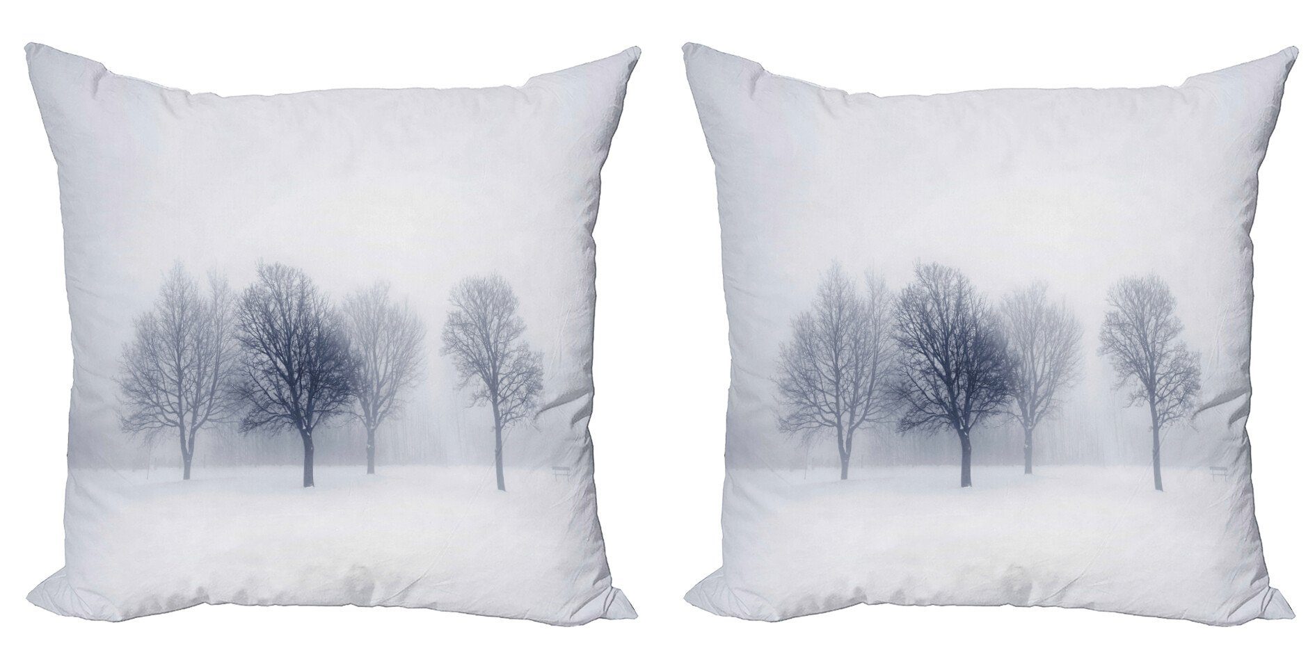 Stück), Winter (2 Wald Leafless Doppelseitiger Accent Modern Digitaldruck, Abakuhaus Kissenbezüge Landschaft