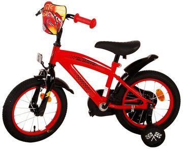 TPFSports Kinderfahrrad Disney Cars 14 Zoll, 1 Gang, (Jungs Fahrrad - Rutschfeste Sicherheitsgriffe), Kinder Fahrrad 14 Zoll mit Stützrädern - Rot
