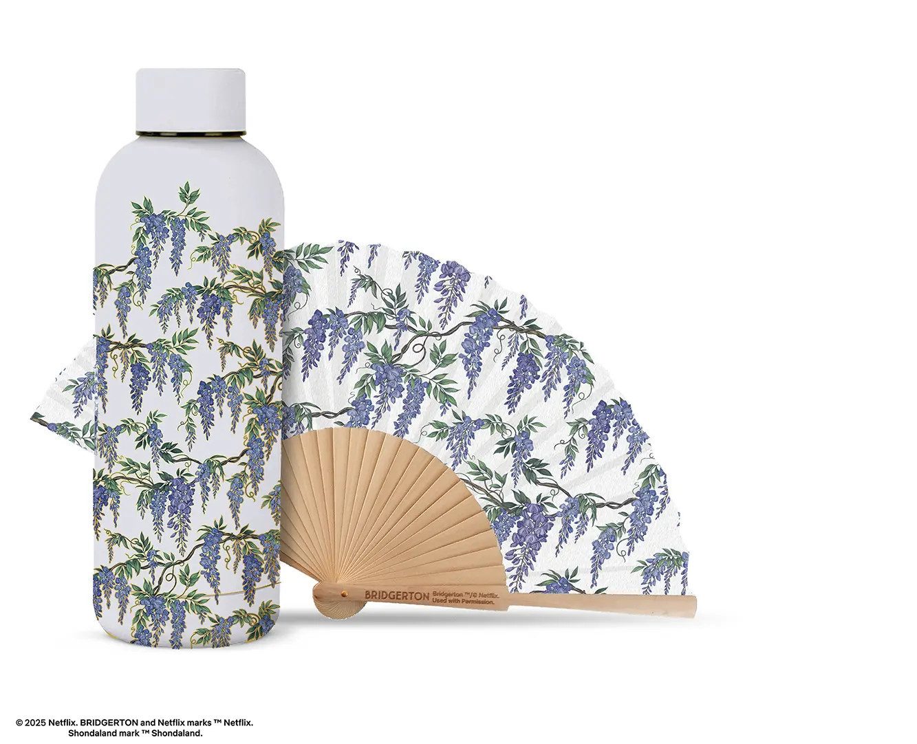 Distrineo Trinkflasche Insulated Trinkflasche and fan set - Blue Wisteria - Bridgerton
